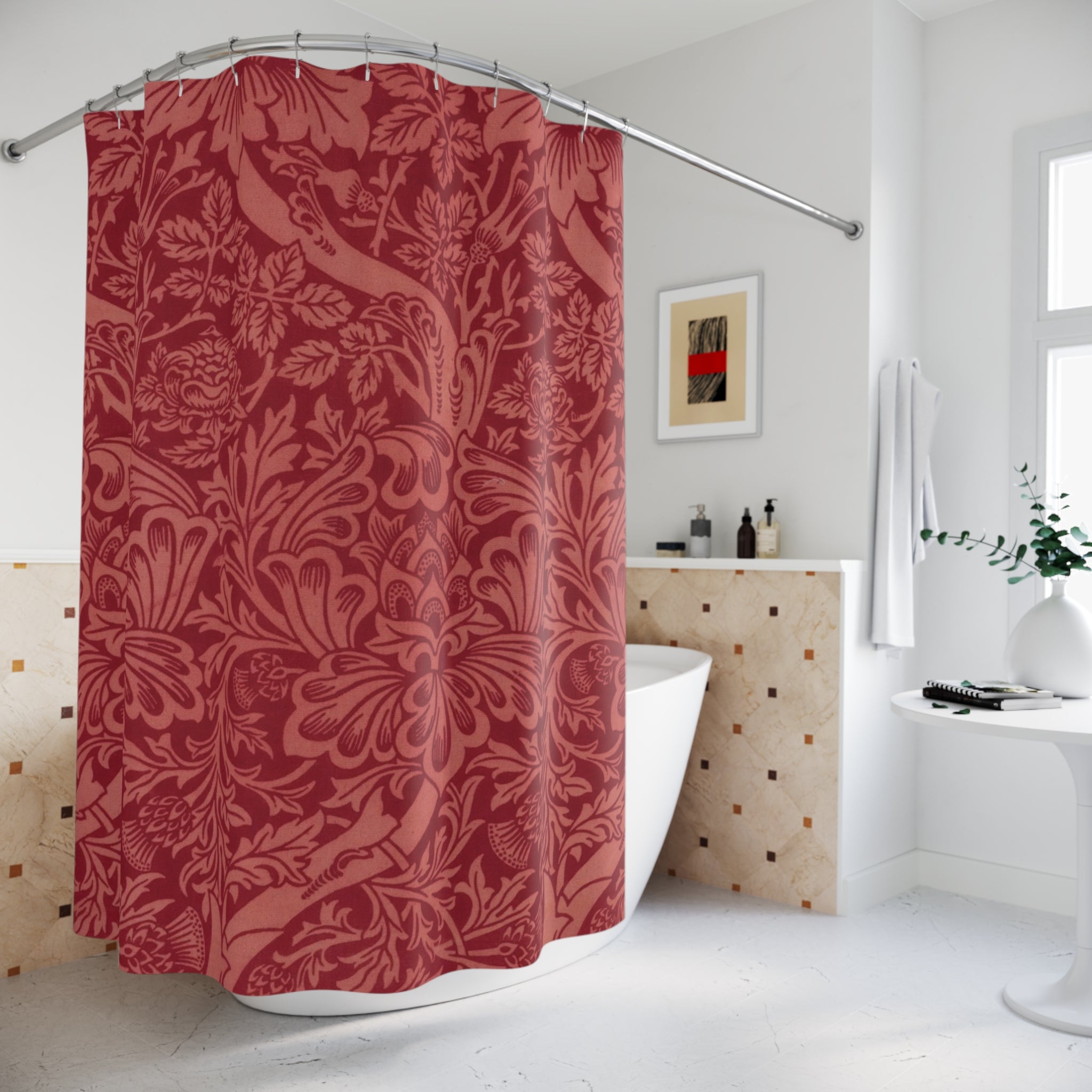 Morris Rose & Thistle Shower Curtain – 1881 Red