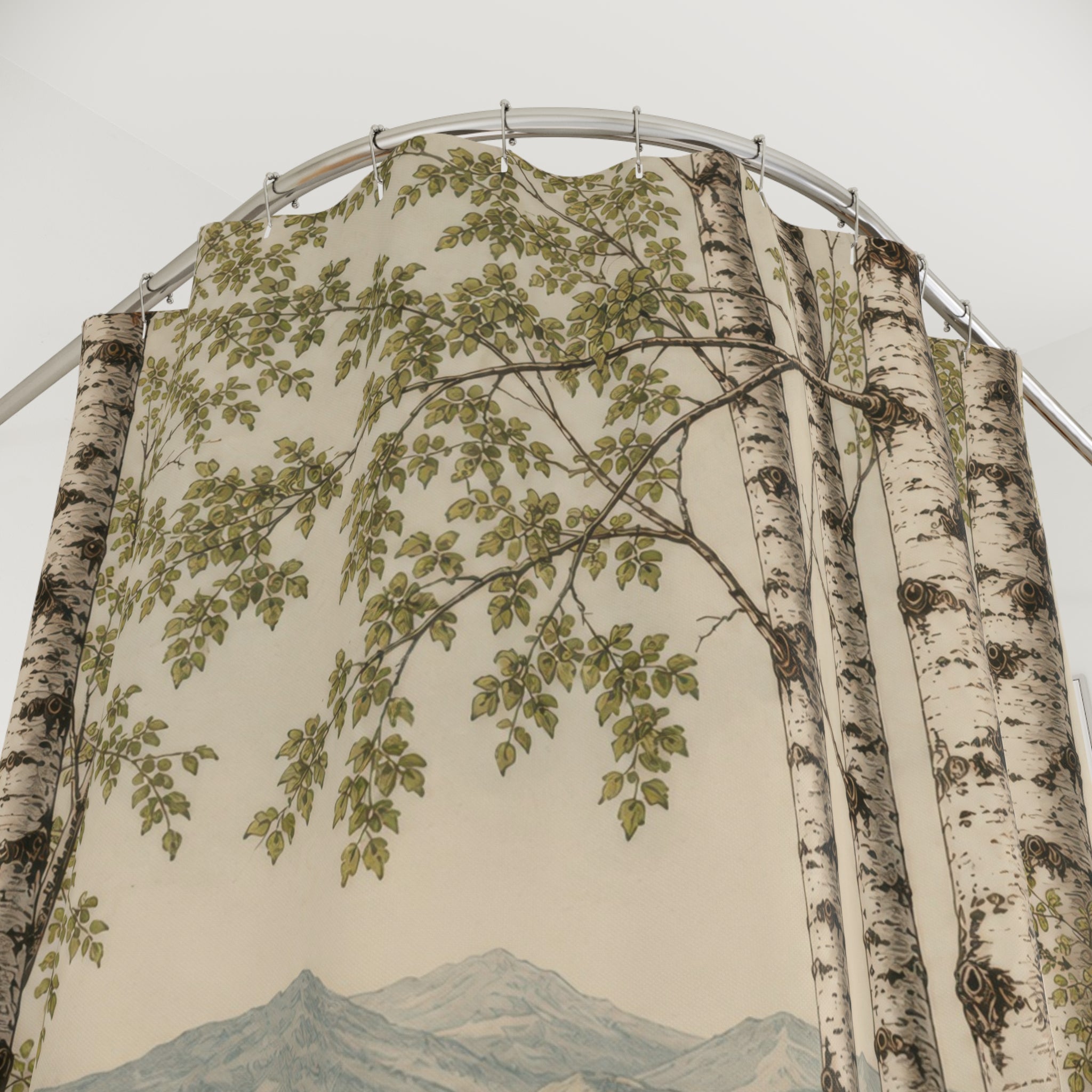 Birch Shower Curtain: Forest Lake