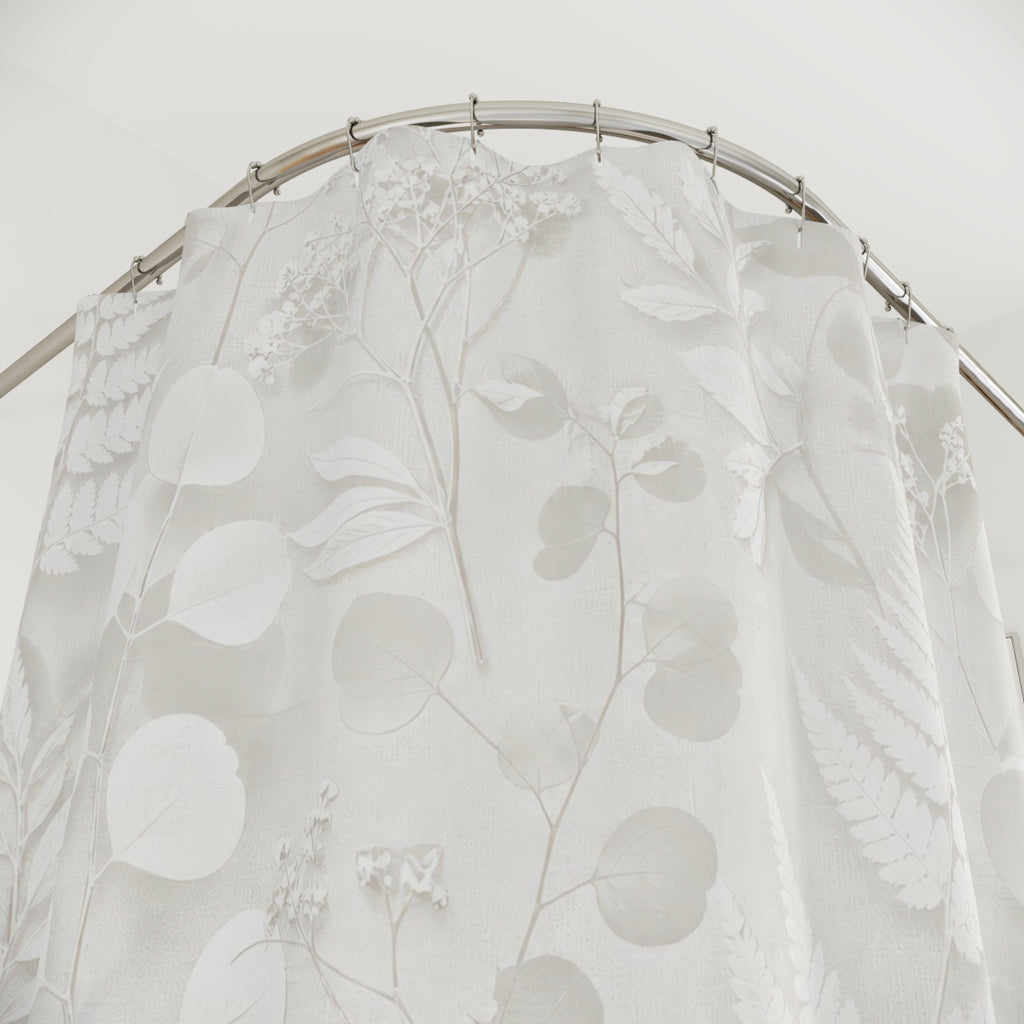 White Pressed Fern Shower Curtain