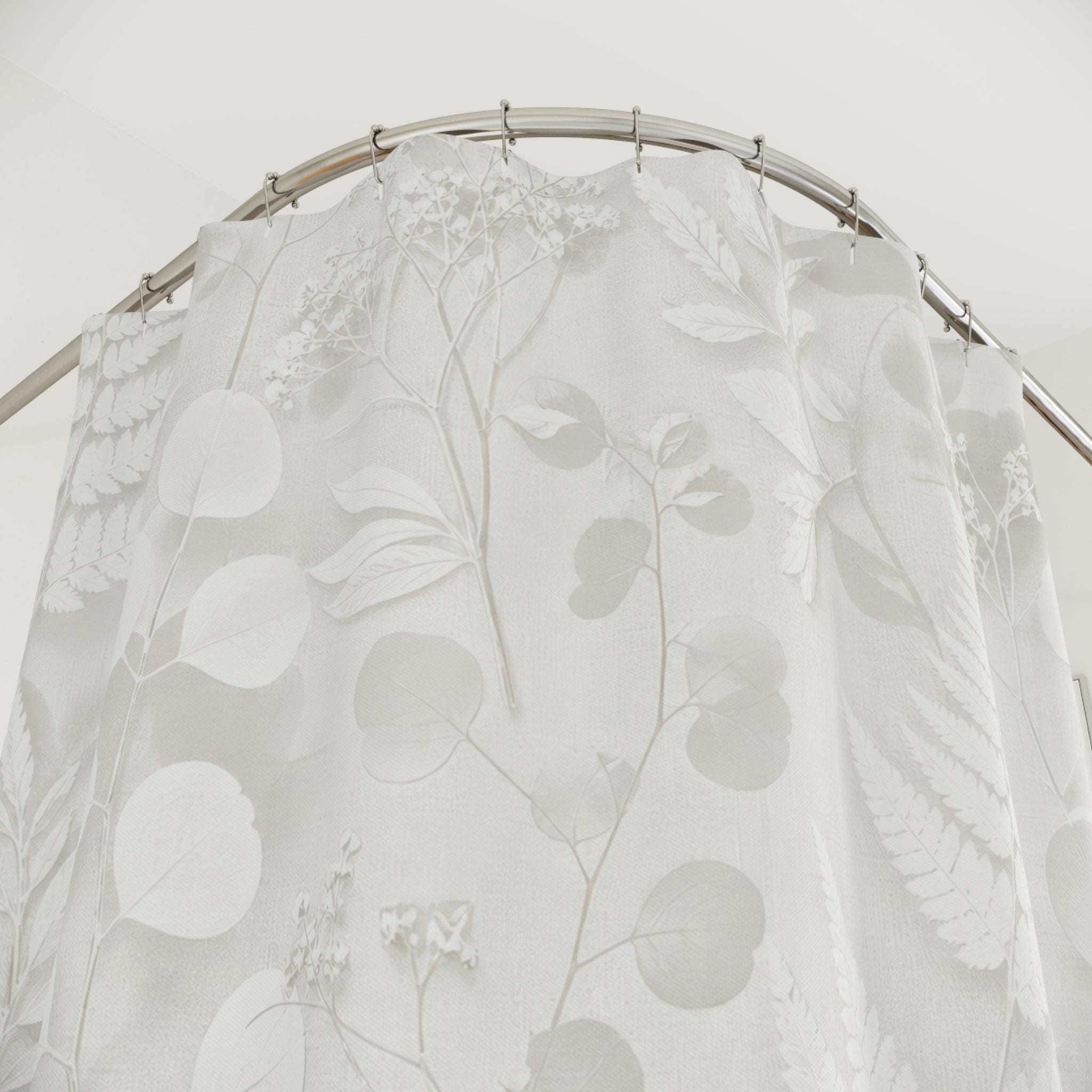 White Pressed Fern Shower Curtain