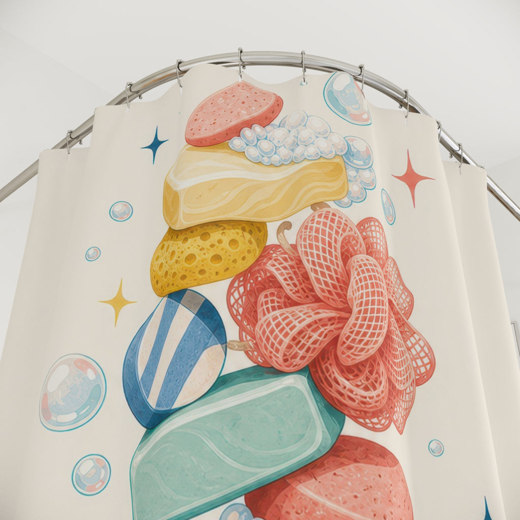 Stacked Sponge Soap Shower Curtain