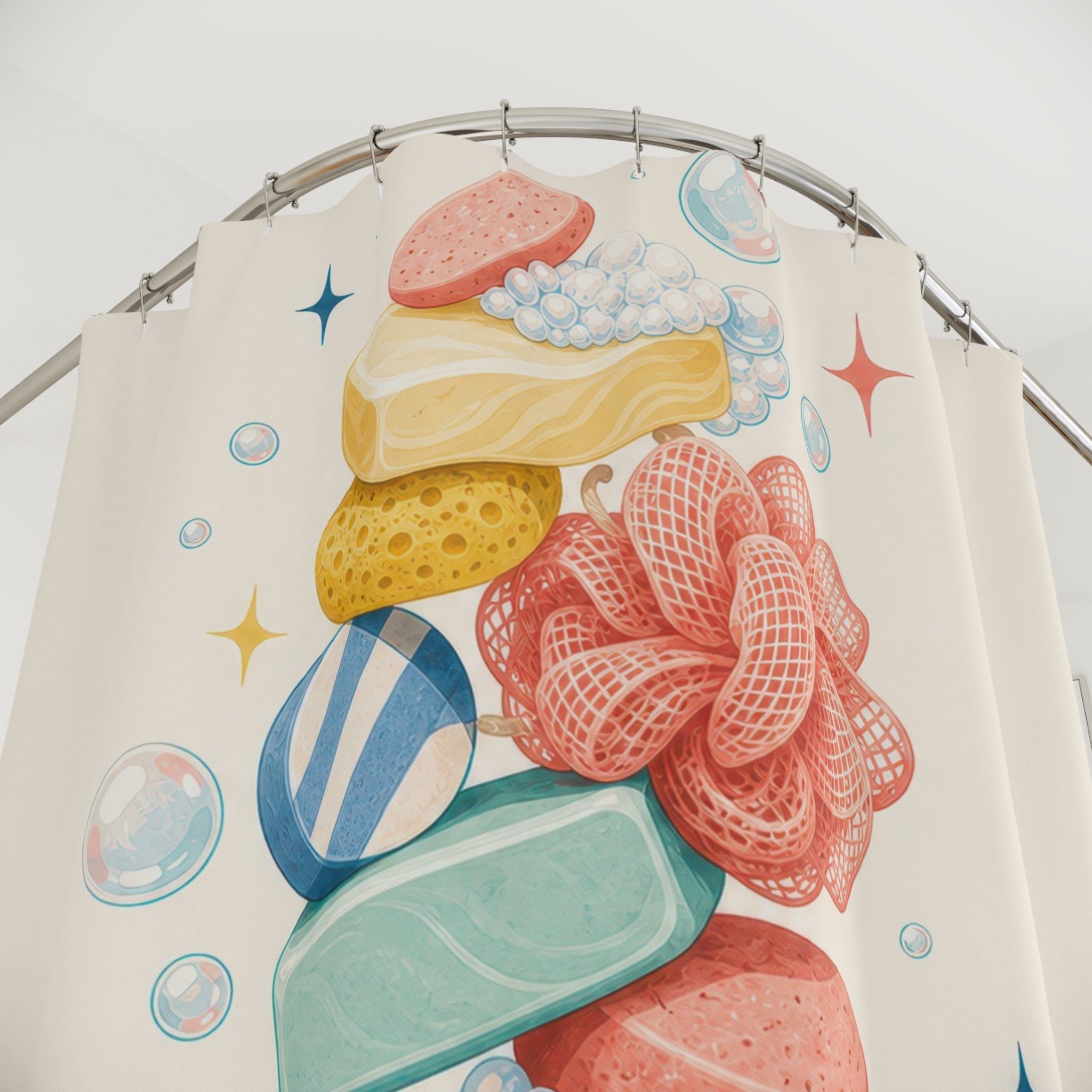 Stacked Sponge Soap Shower Curtain
