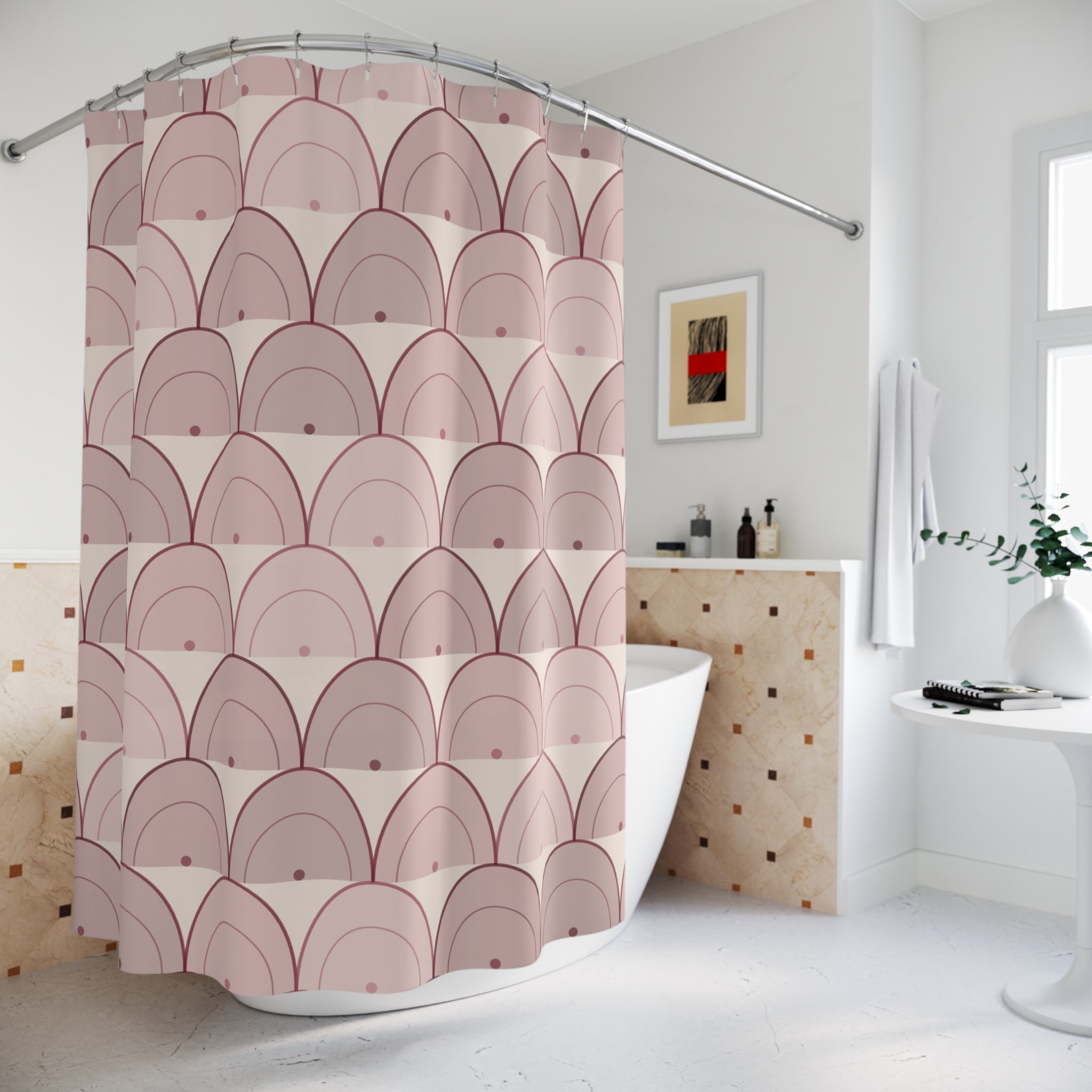 Burgundy Scallop Shower Curtain