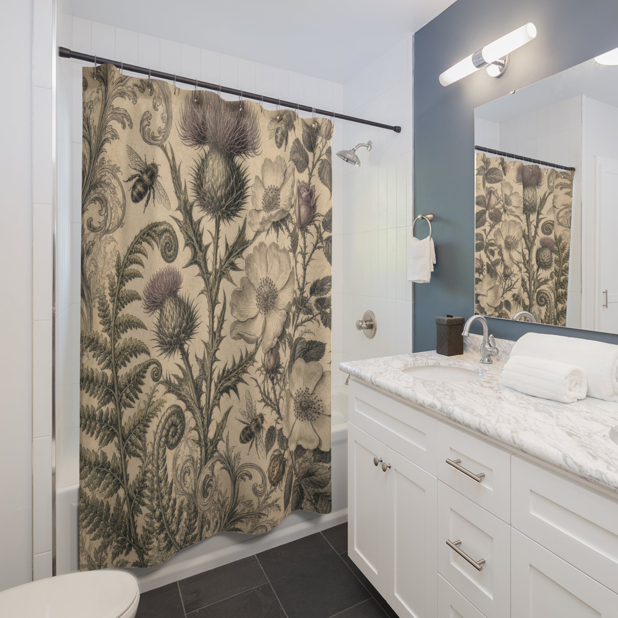 Thistle Engraving Shower Curtain