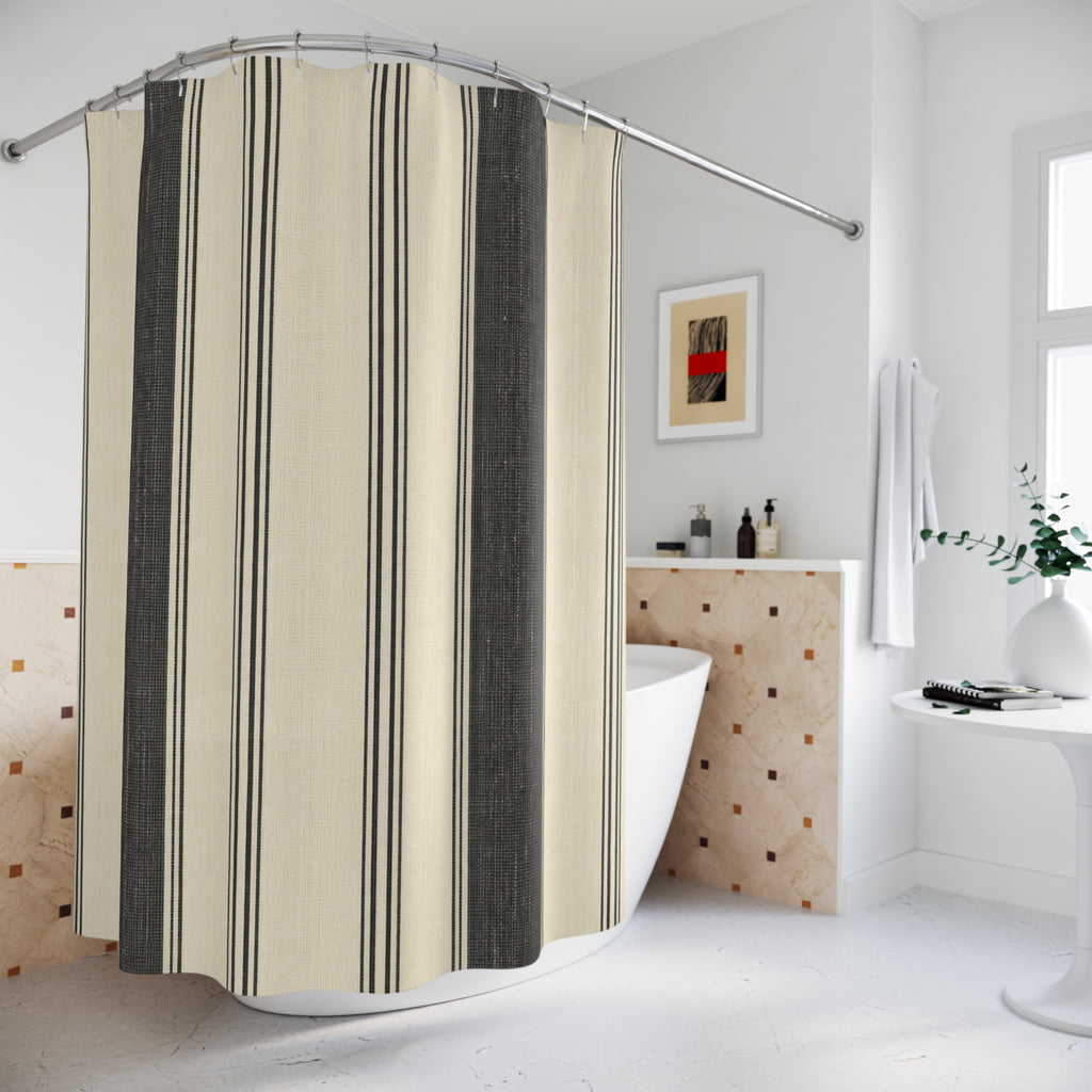 Wide Black Stripe Shower Curtain