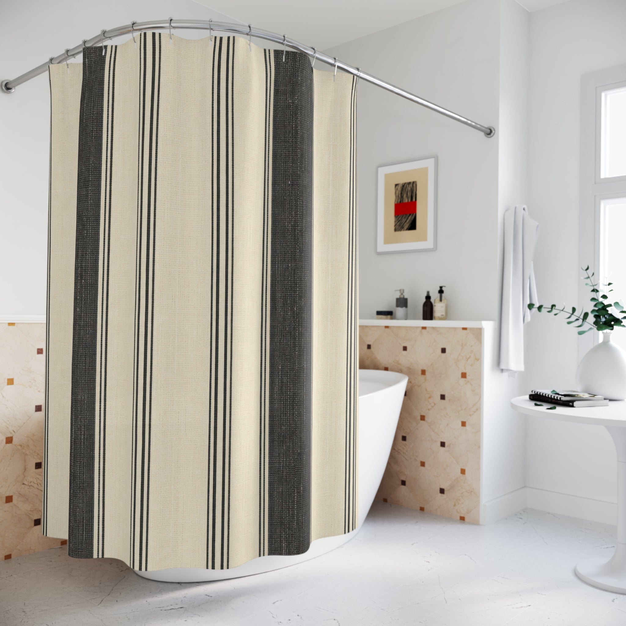 Wide Black Stripe Shower Curtain