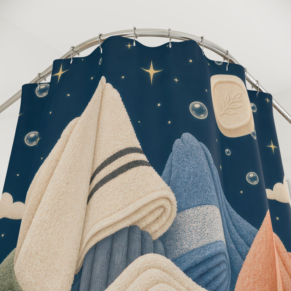 Folded Towel Landscape Shower Curtain