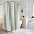 Green Ticking Stripe Shower Curtain