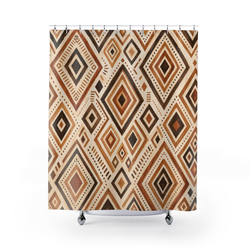 Brown Cream Diamond Shower Curtain
