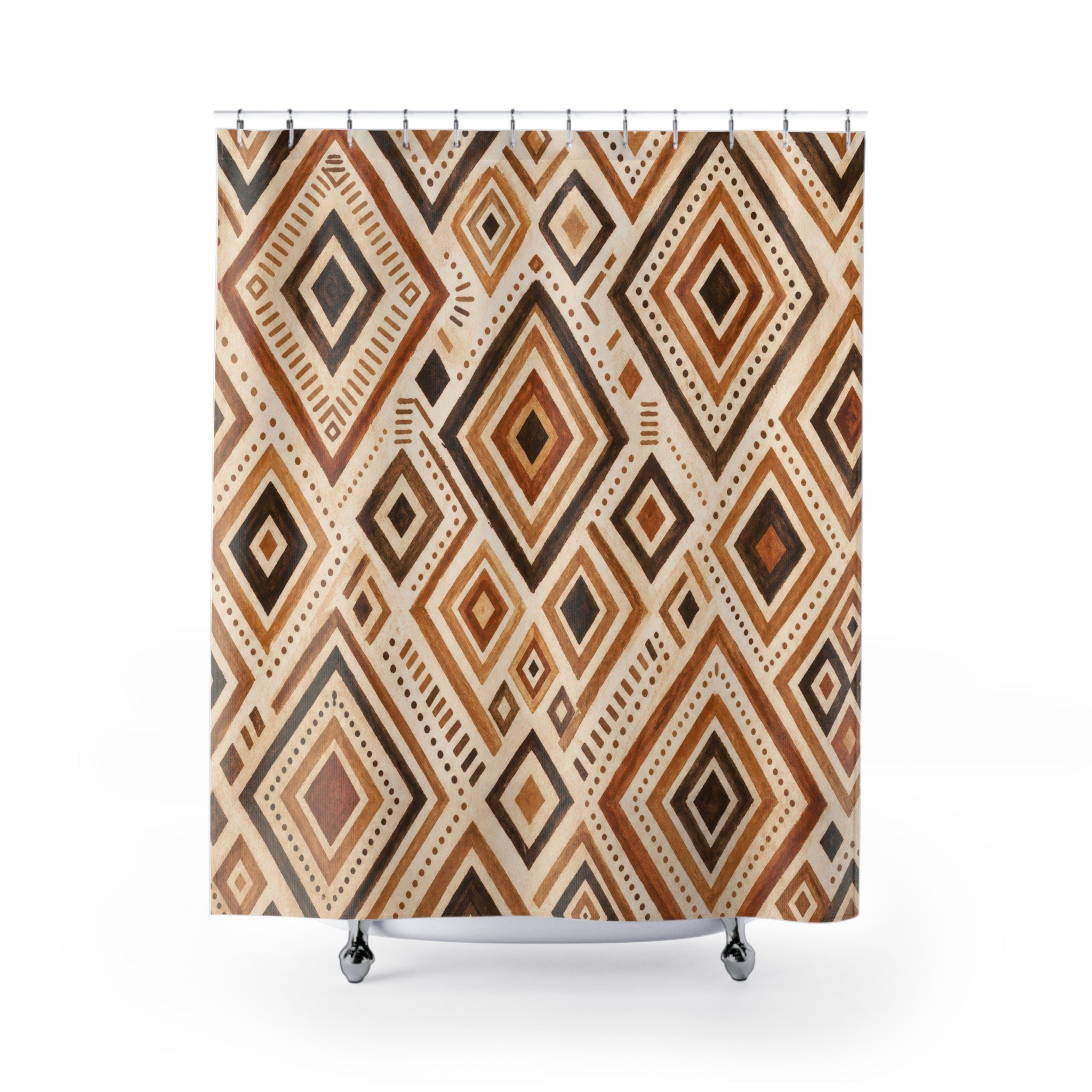 Brown Cream Diamond Shower Curtain