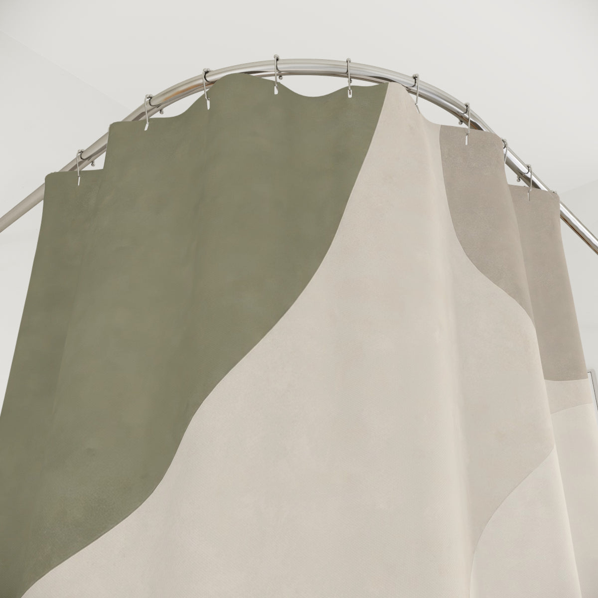 Beige Gray Abstract Sage Green Shower Curtain