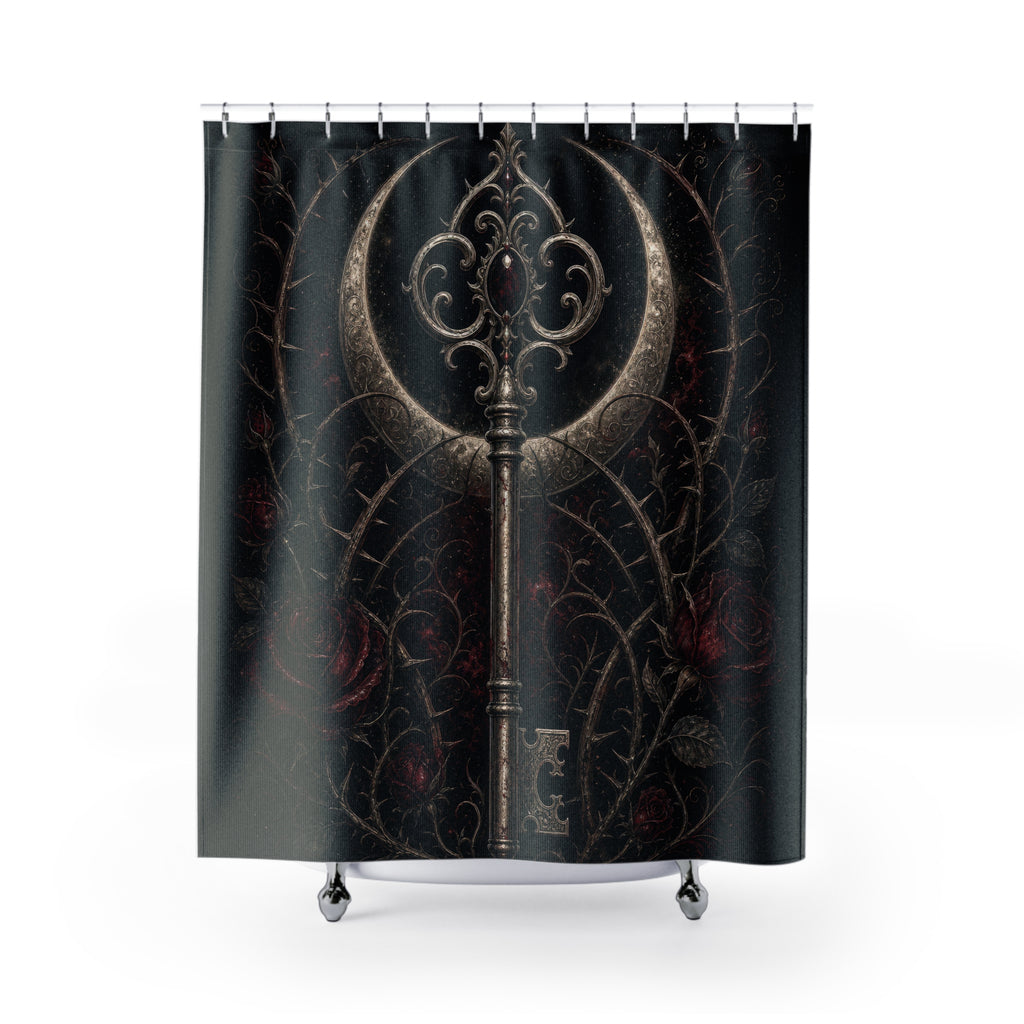 Gothic Key and Crescent Shower Curtain