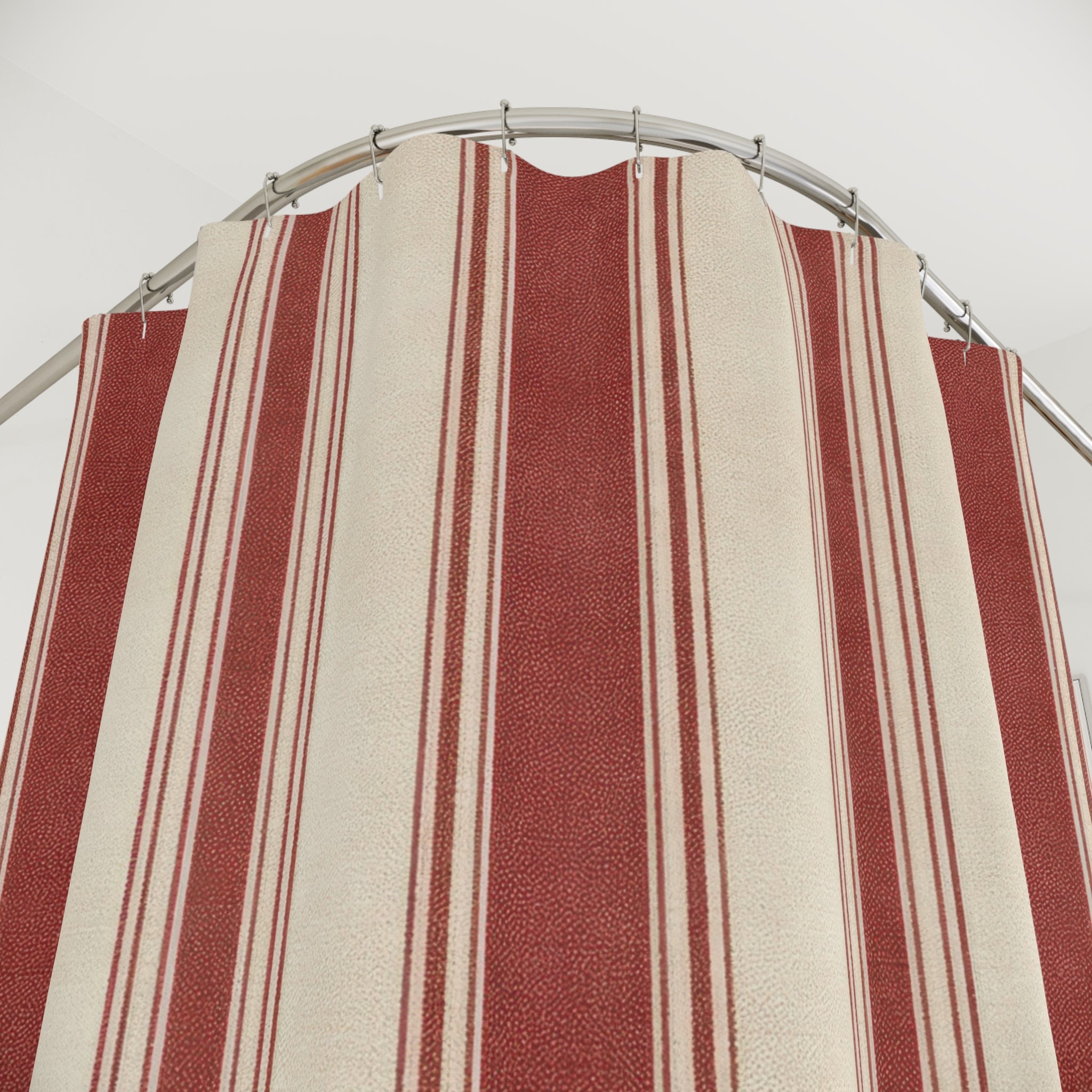 Red and White Striped Shower Curtain – Farmhouse