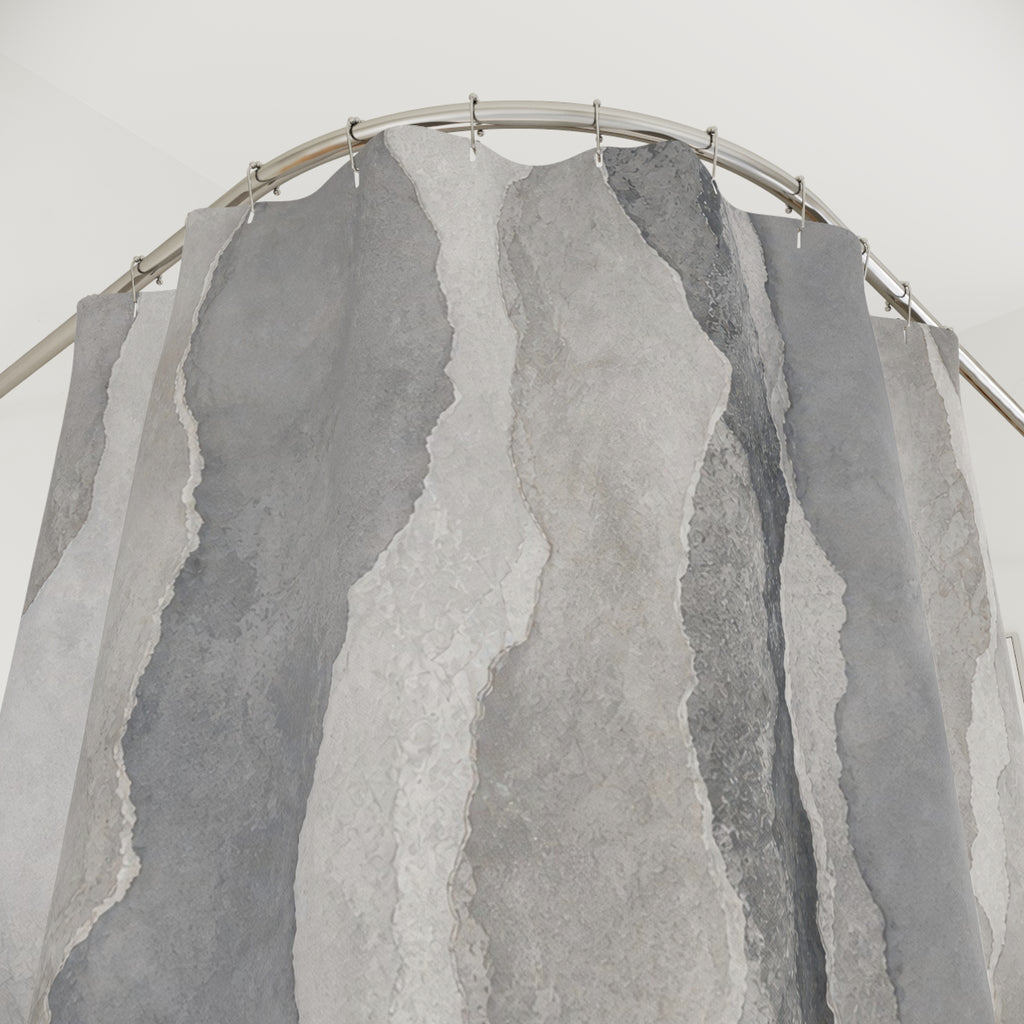 Gray Striped Watercolor Shower Curtain
