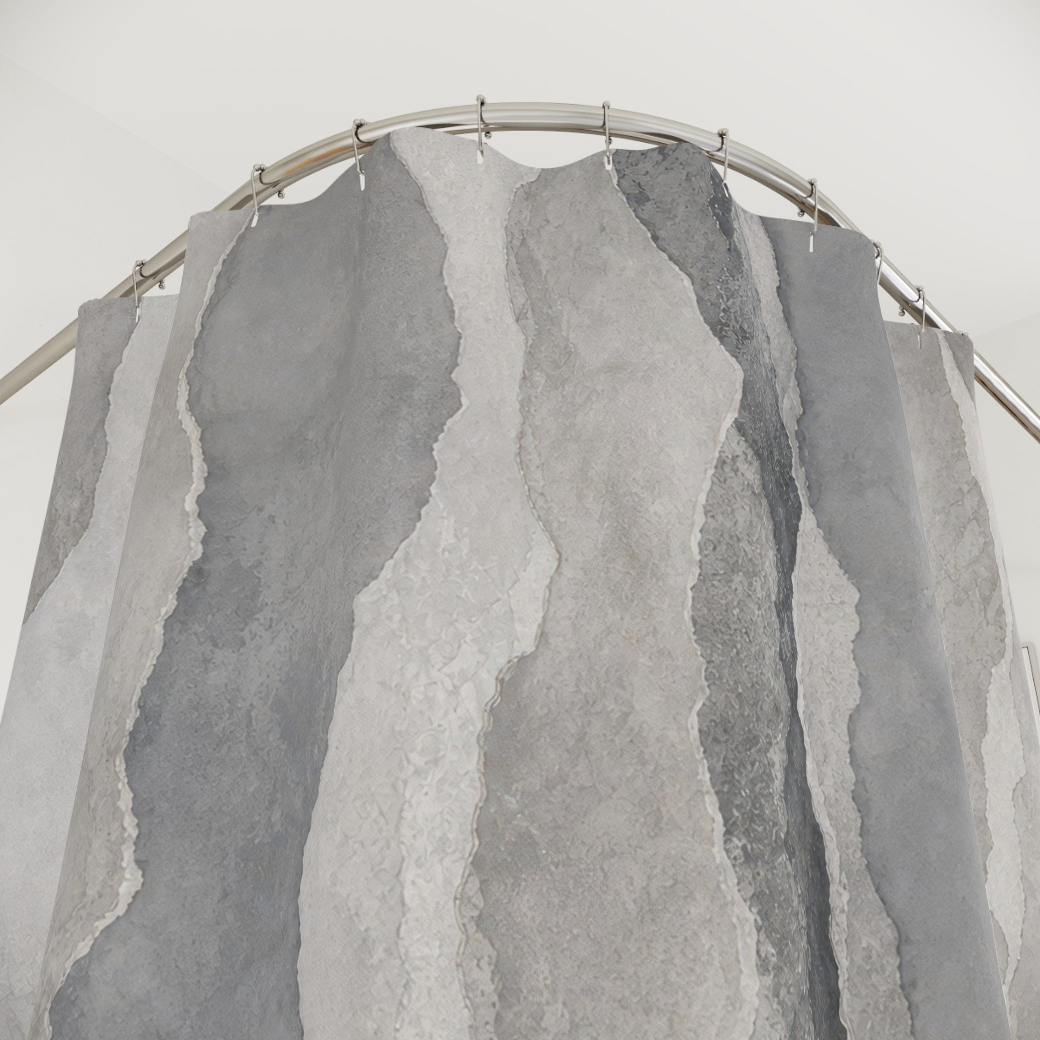 Gray Striped Watercolor Shower Curtain