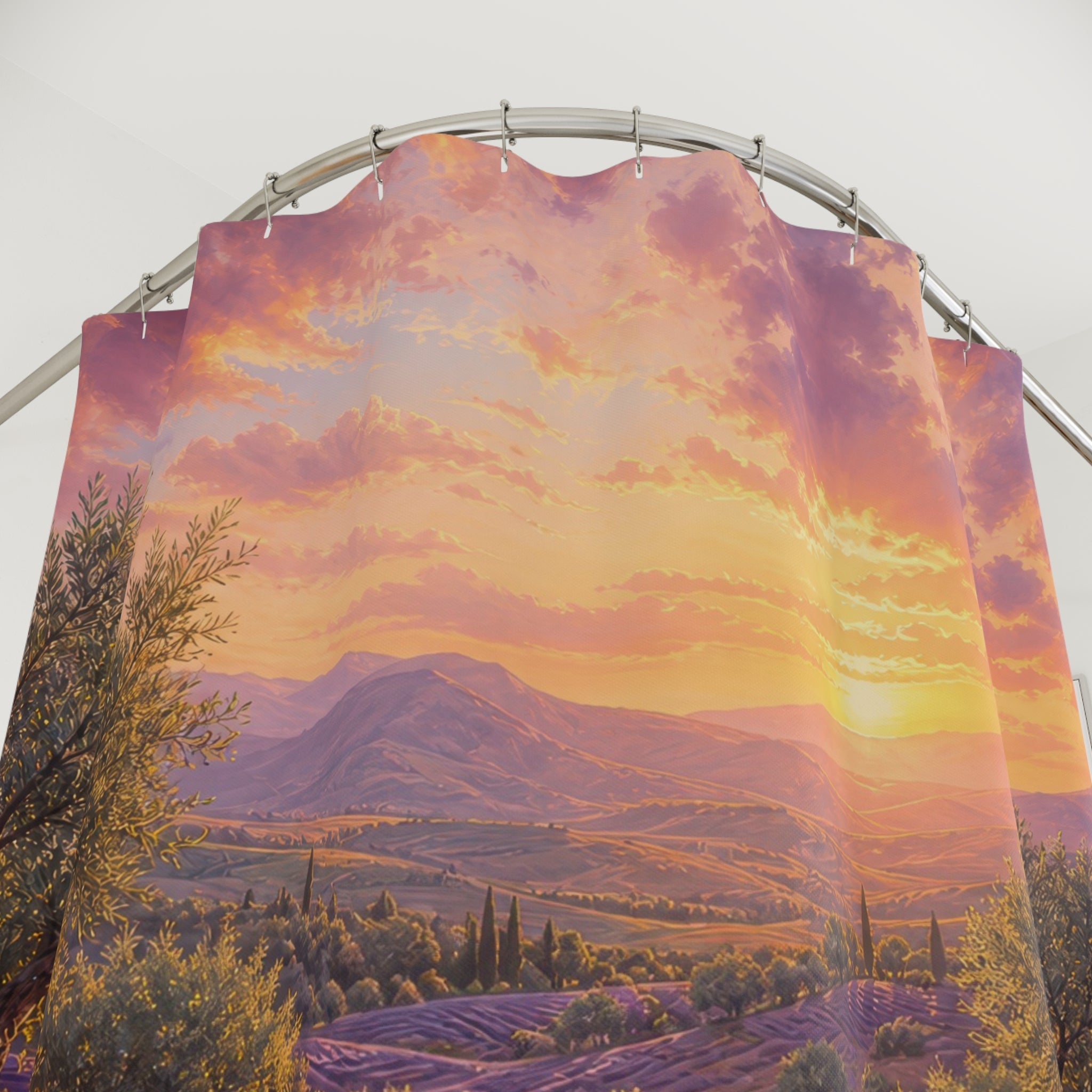 Lavender Field Sunset Shower Curtain