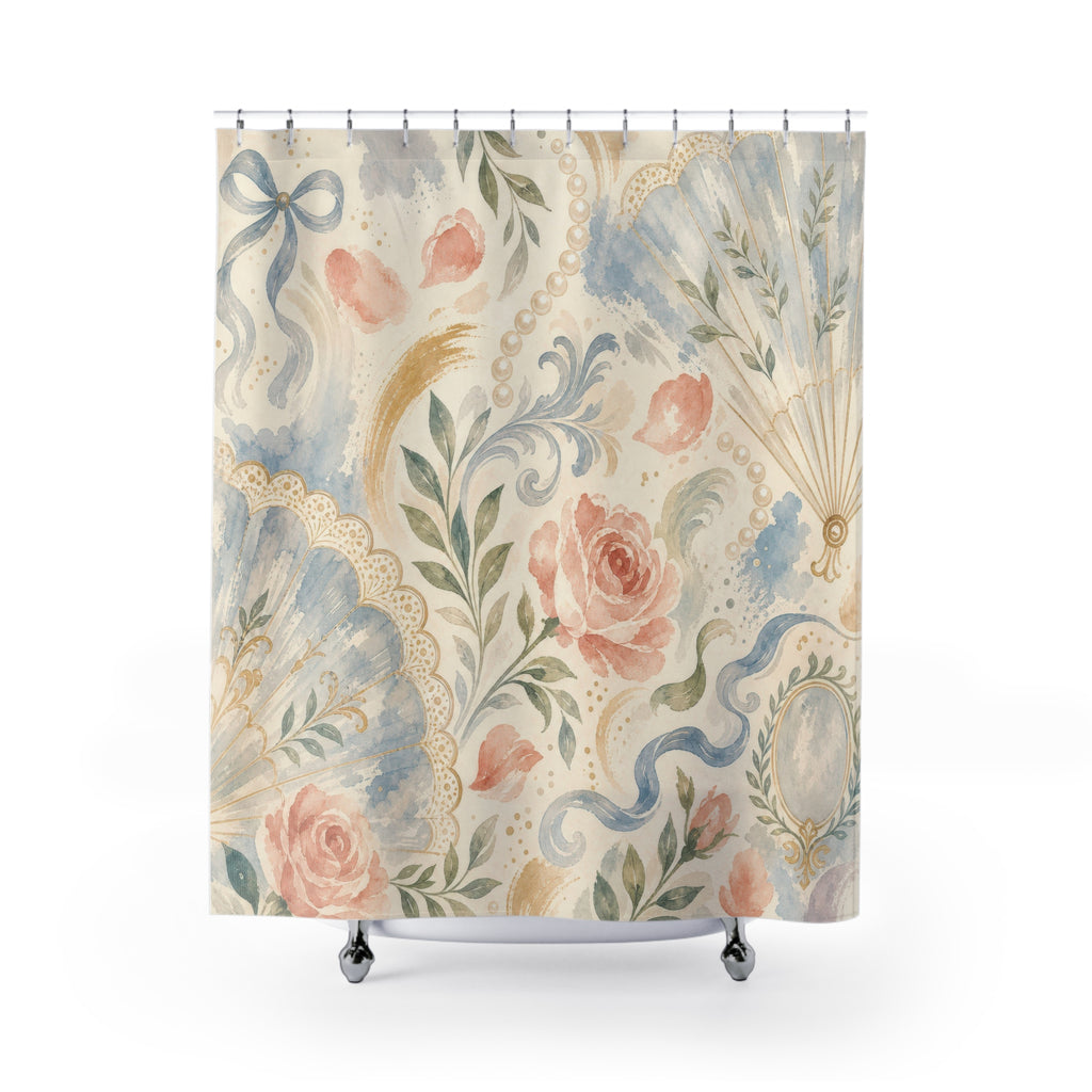 Regency Blue Floral Shower Curtain