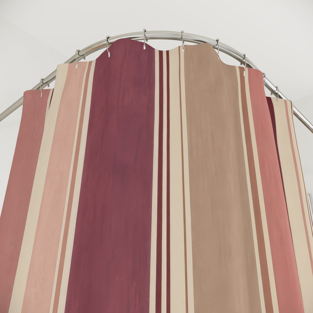Dusty Rose Mauve Vertical Stripe Shower Curtain