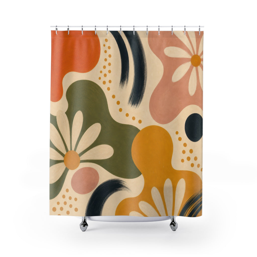 Retro 60s Orange Shower Curtain