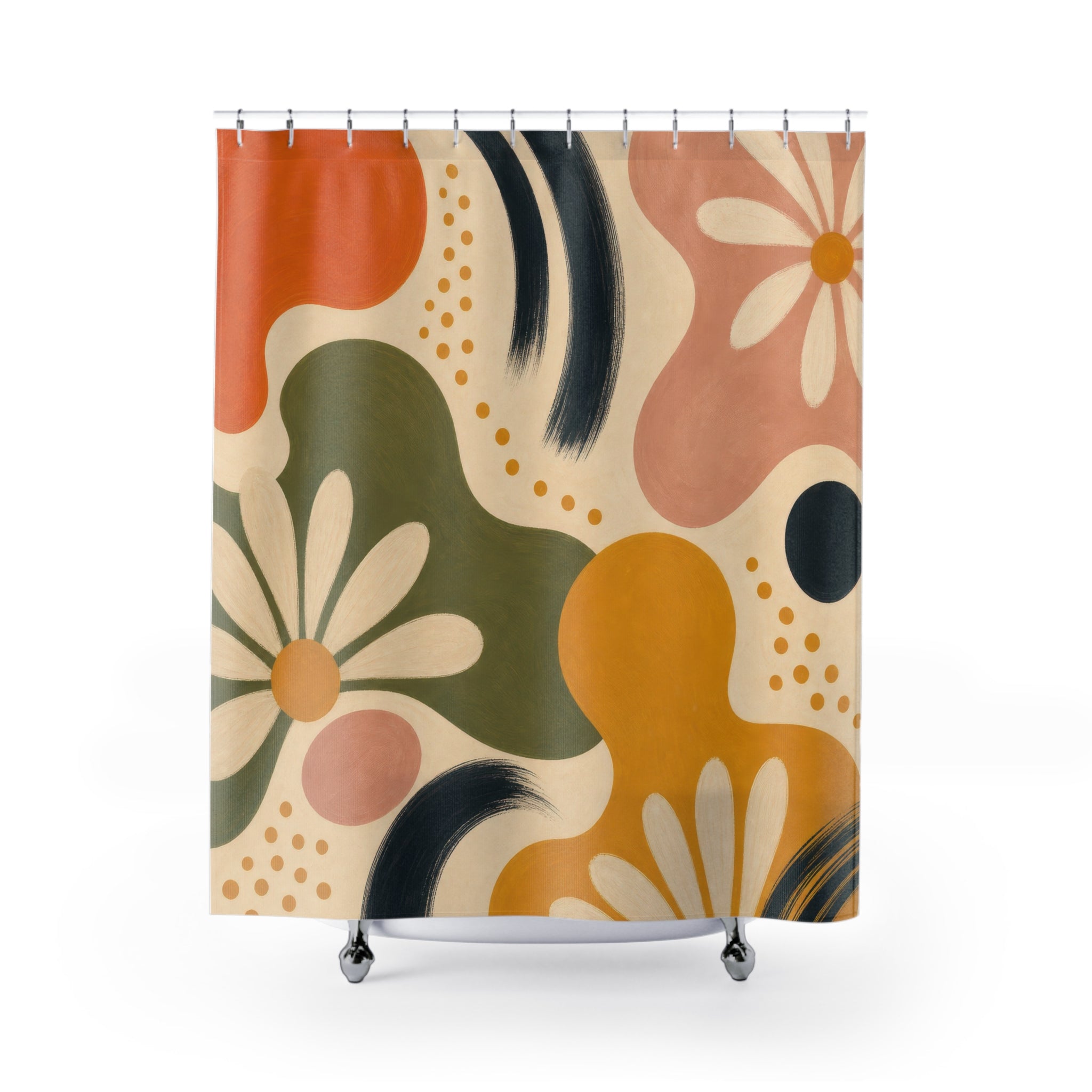 Retro 60s Orange Shower Curtain