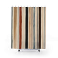 Brown Blue Terracotta Chevron Stripe Shower Curtain
