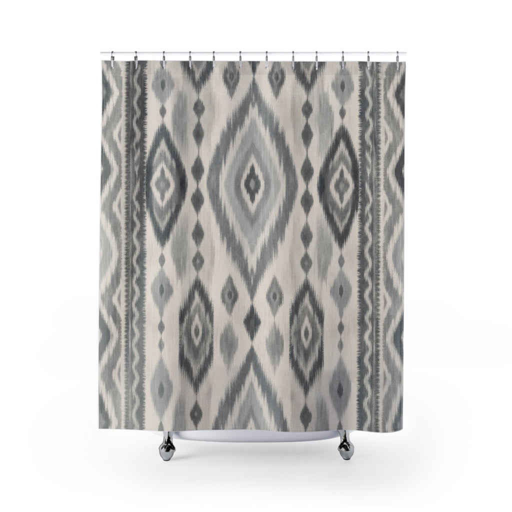 Gray White Diamond Geometric Shower Curtain