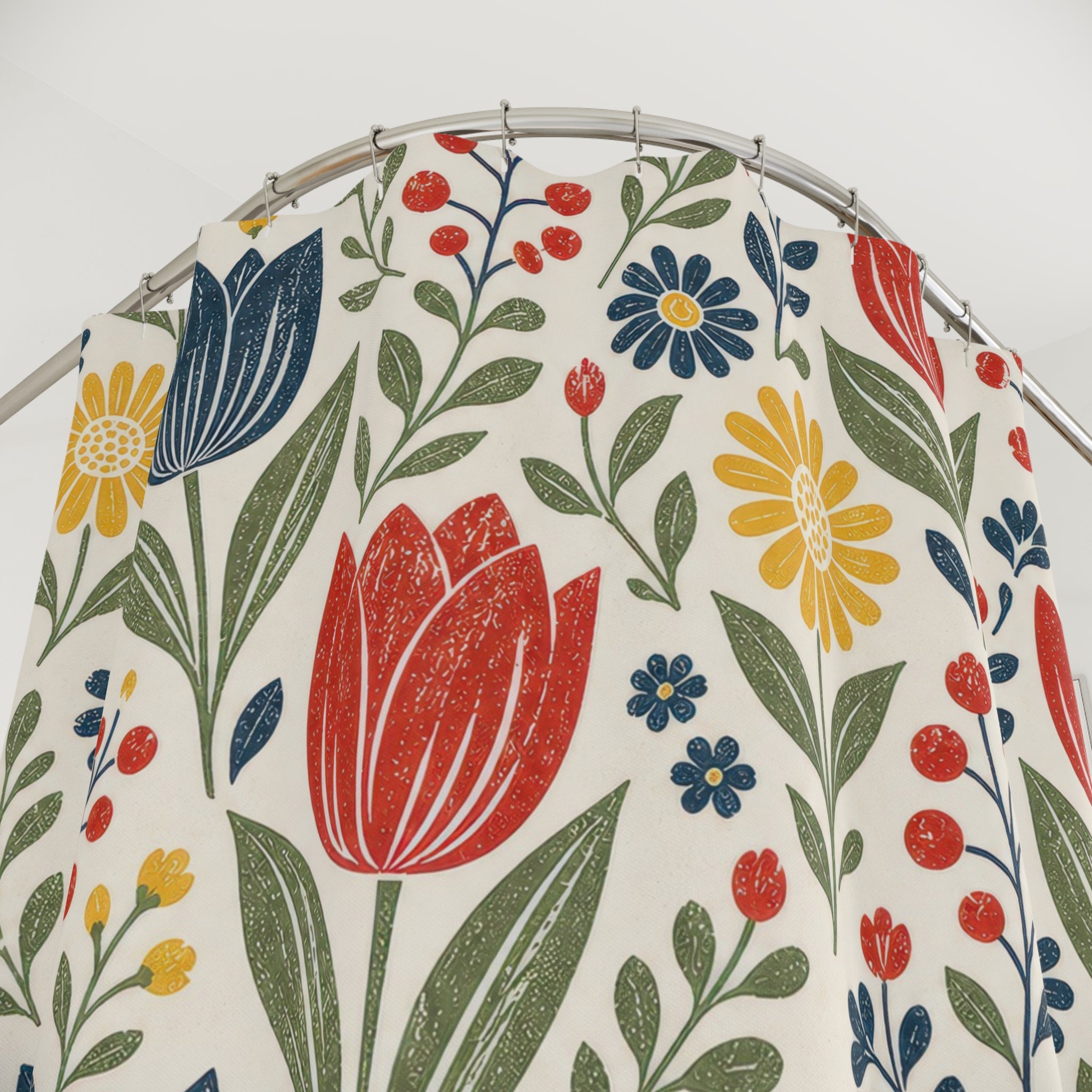 Folk Tulip Shower Curtain