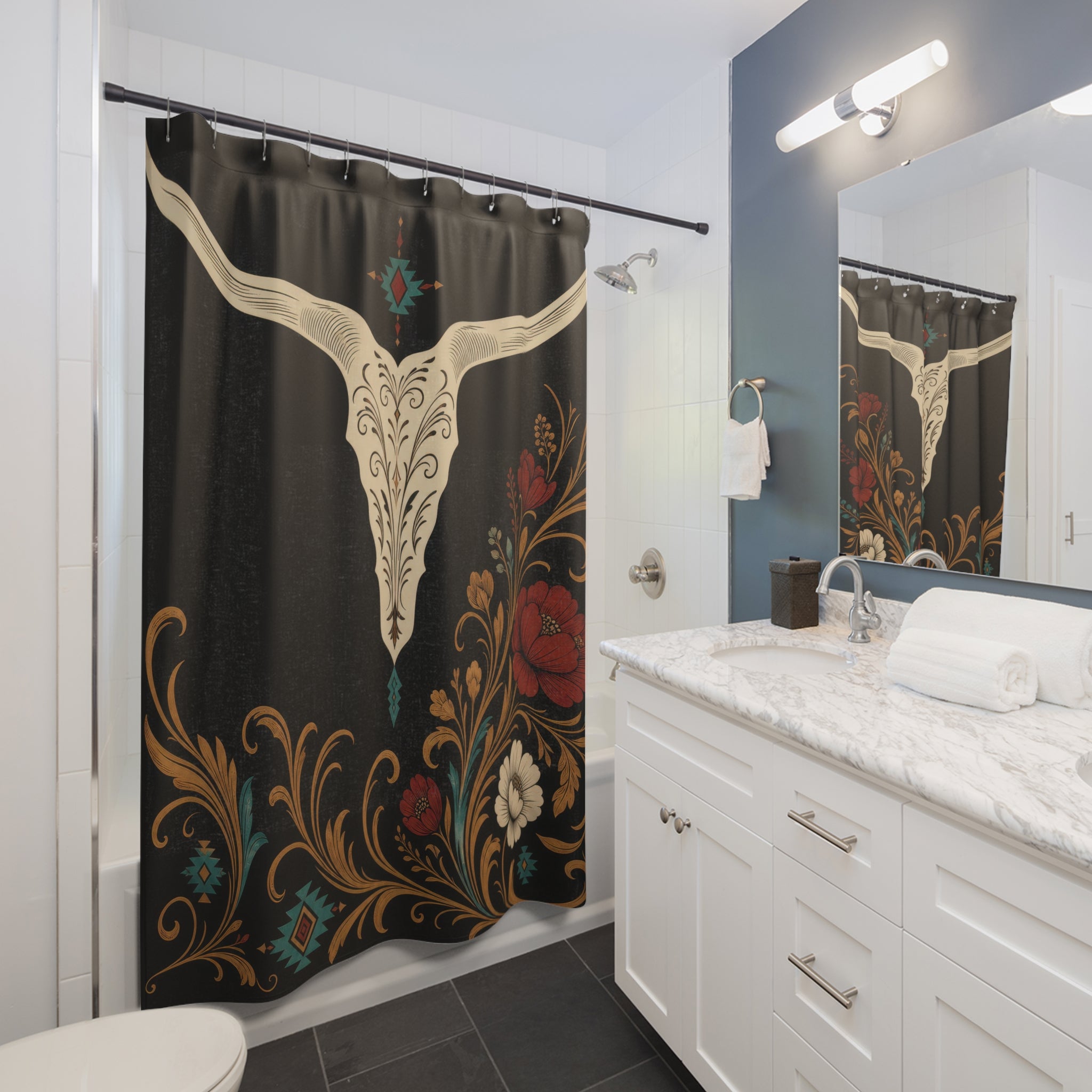 Gilded Western Medallion Shower Curtain