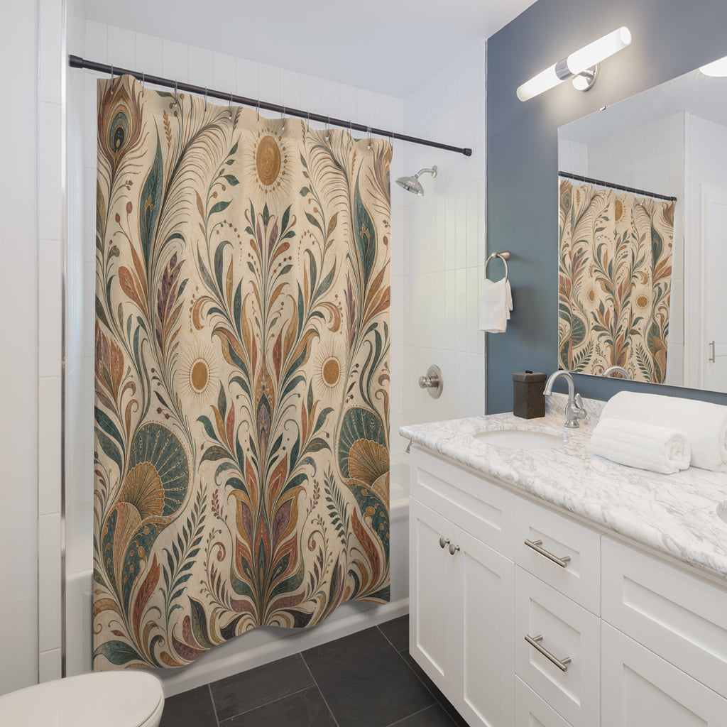 Boho Pampas Botanical Shower Curtain