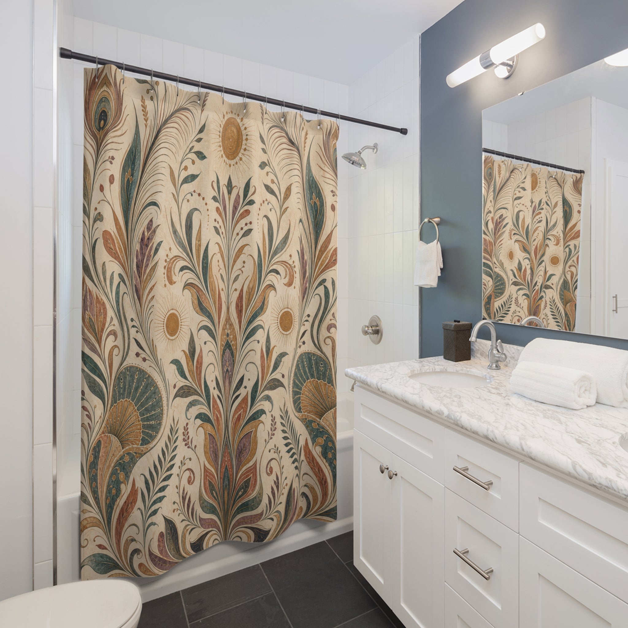 Boho Pampas Botanical Shower Curtain