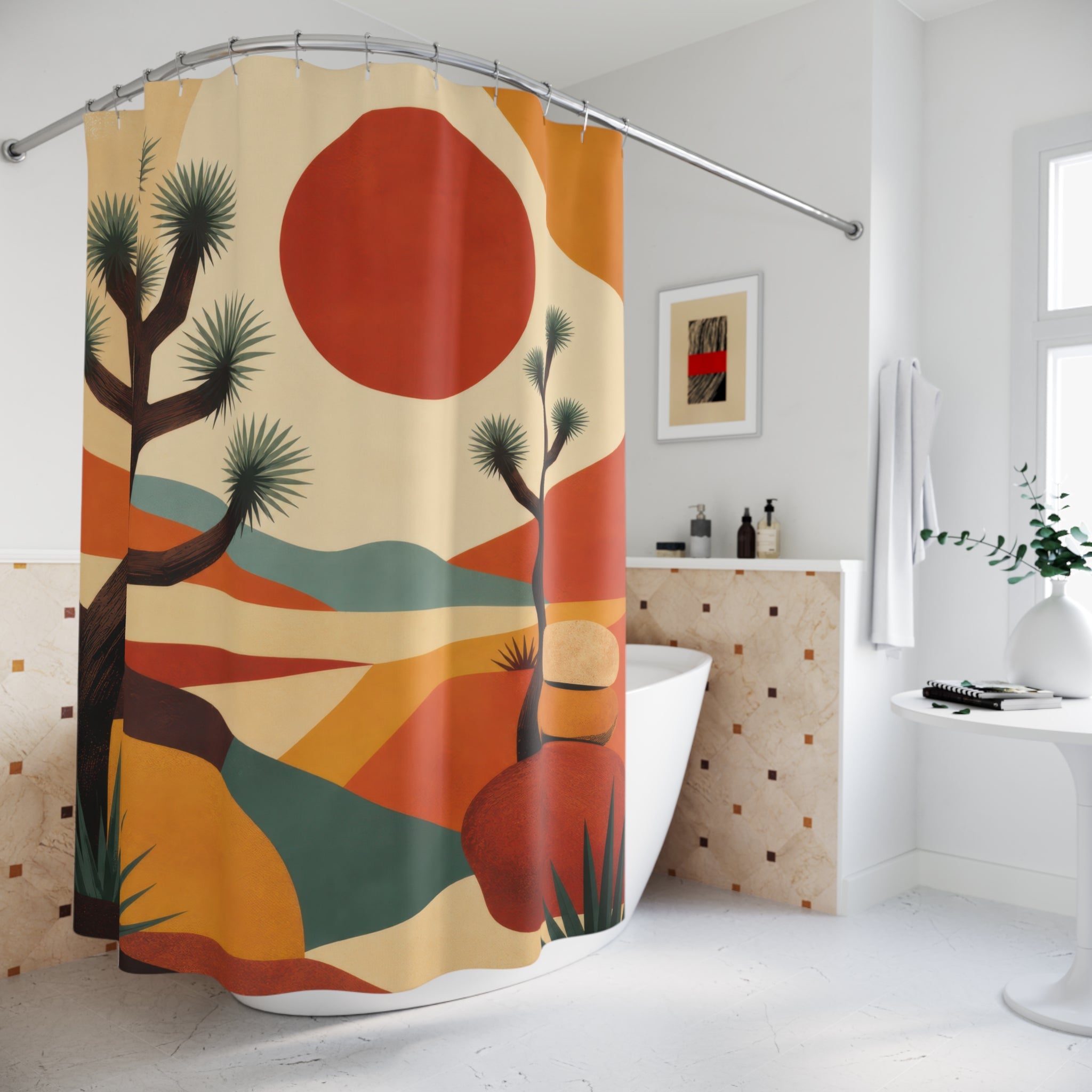 Mid Century Joshua Tree Shower Curtain