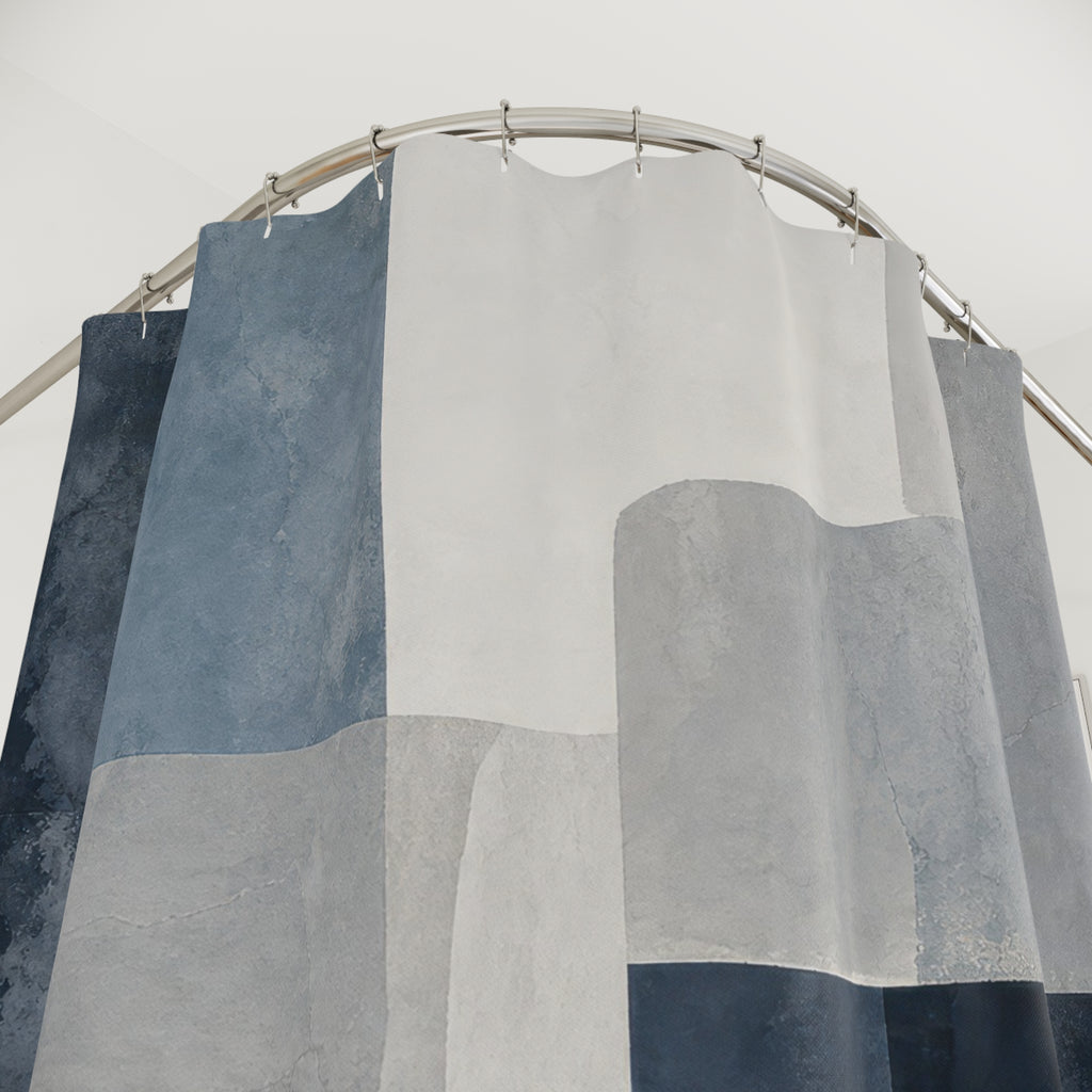 Blue Gray Geometric Shower Curtain
