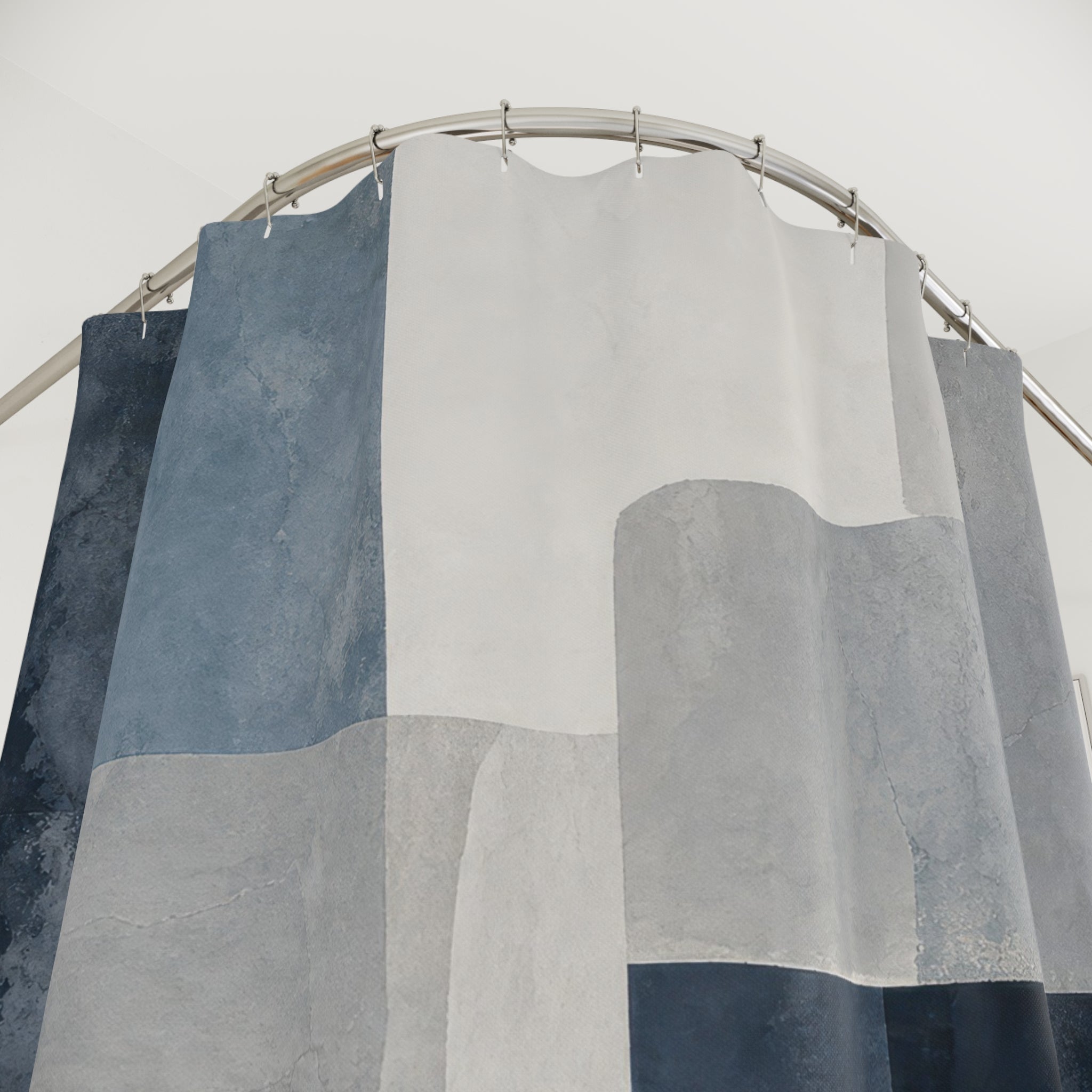 Blue Gray Geometric Shower Curtain