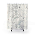 Minimal Line Art Ocean Drawing Shower Curtain