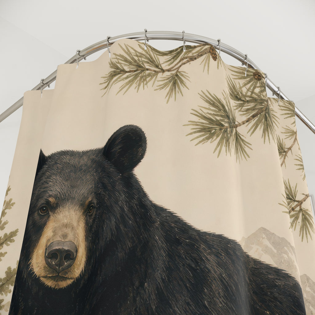 Rustic Woodland Black Bear Shower Curtain: Rustic Woodland Sho