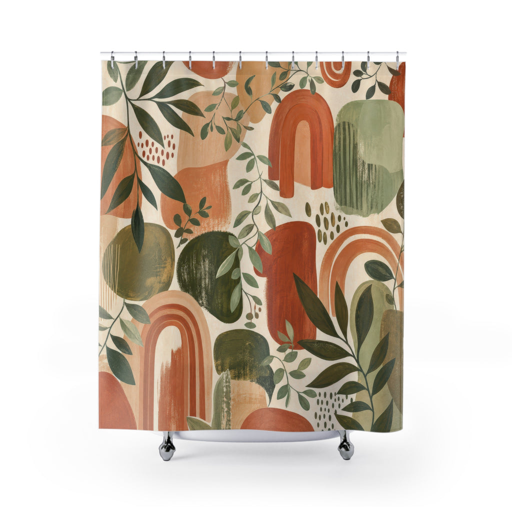 Olive Botanical Shower Curtain