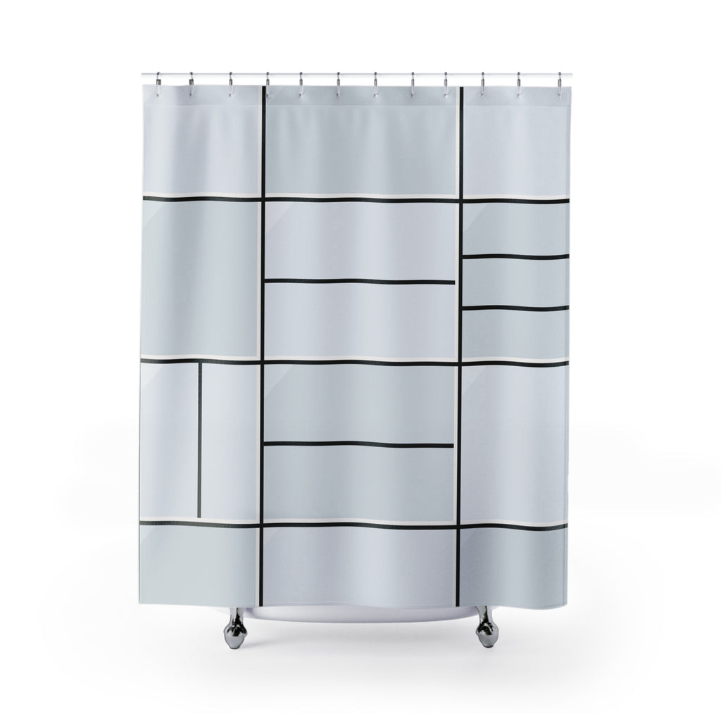 Industrial Steel Grid Window Shower Curtain