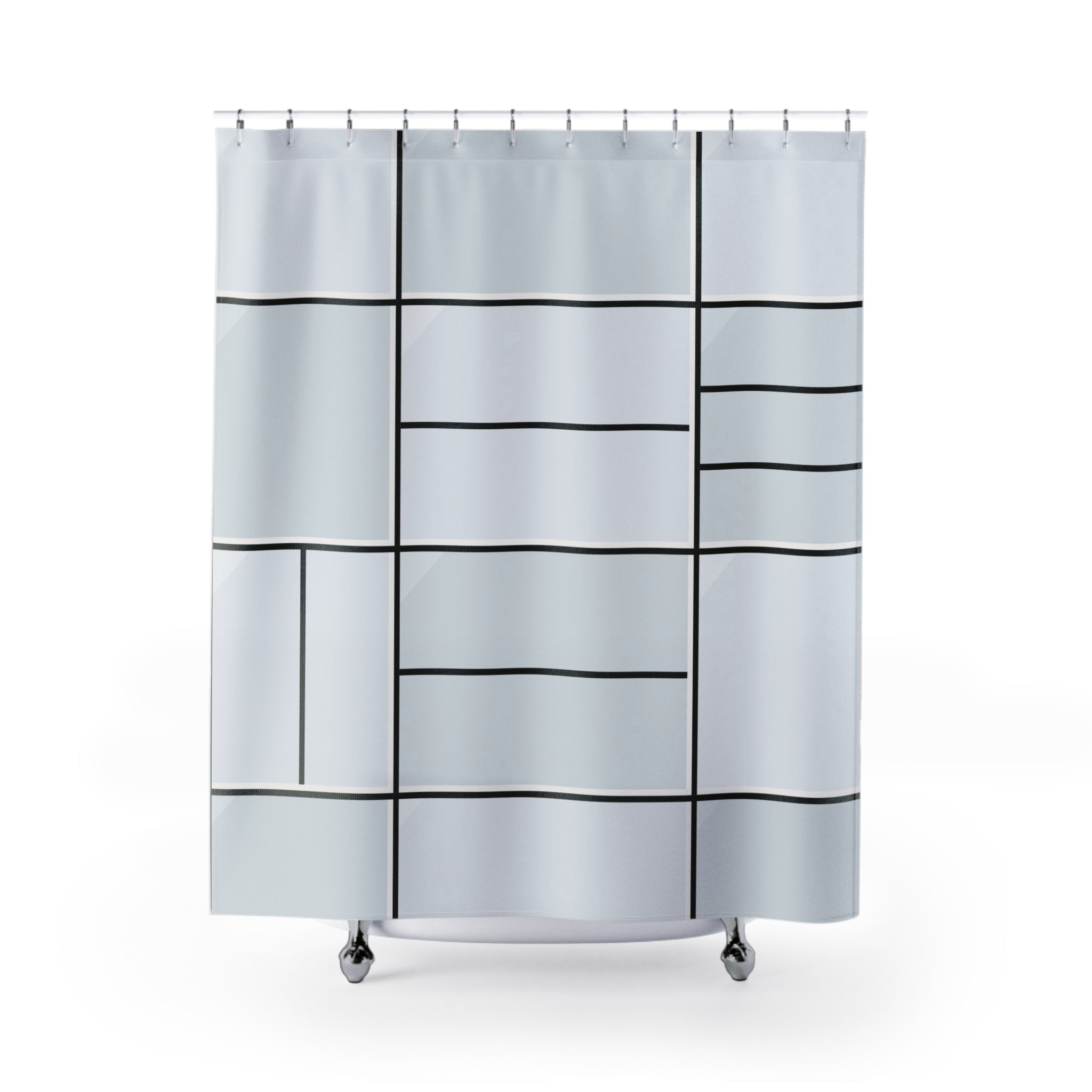 Industrial Steel Grid Window Shower Curtain