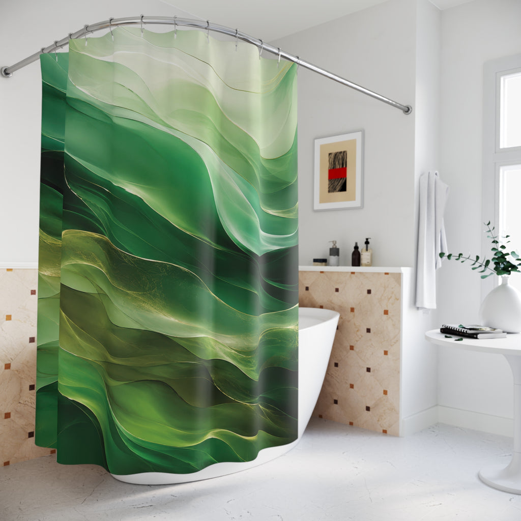 Green Abstract Gradient Shower Curtain