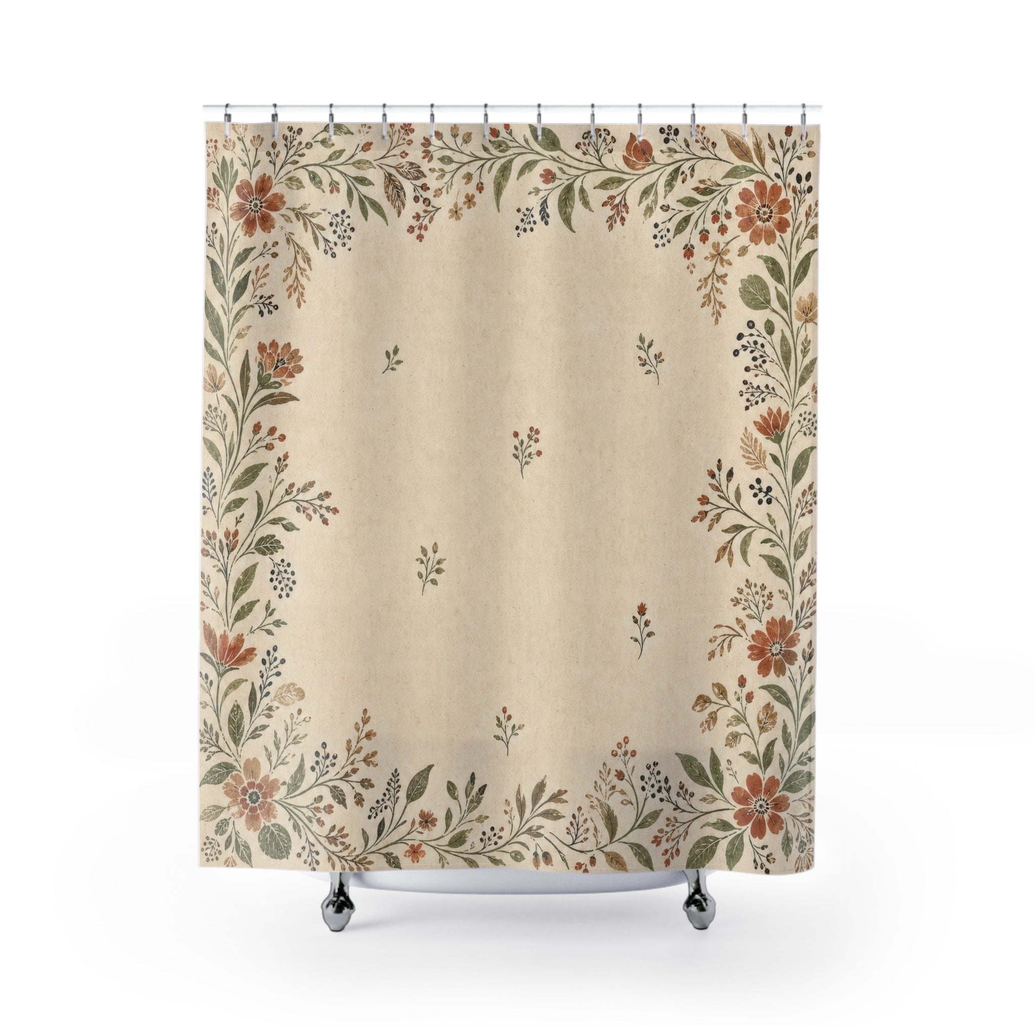 Botanical Flower Border Shower Curtain