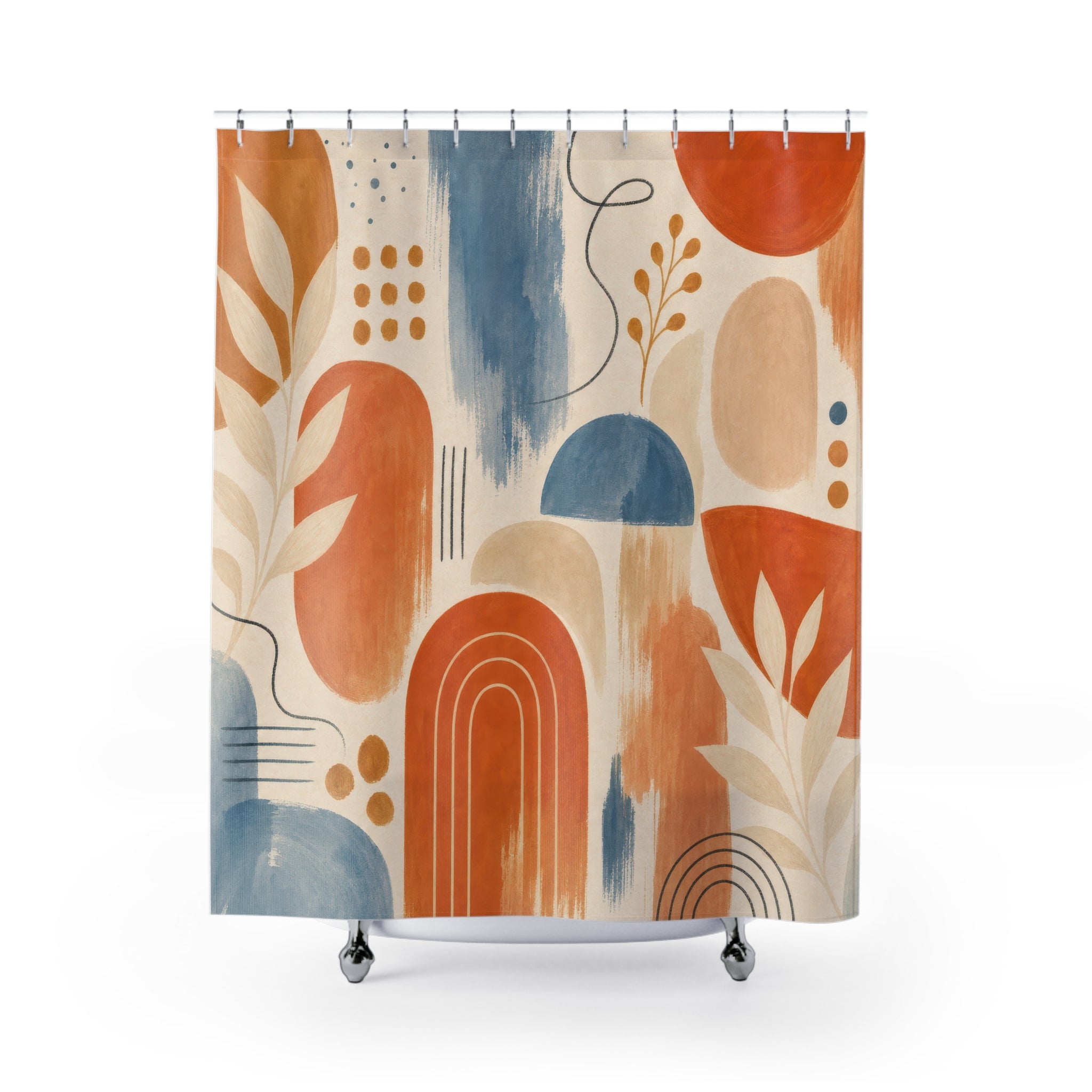 Orange Patterned Shower Curtain
