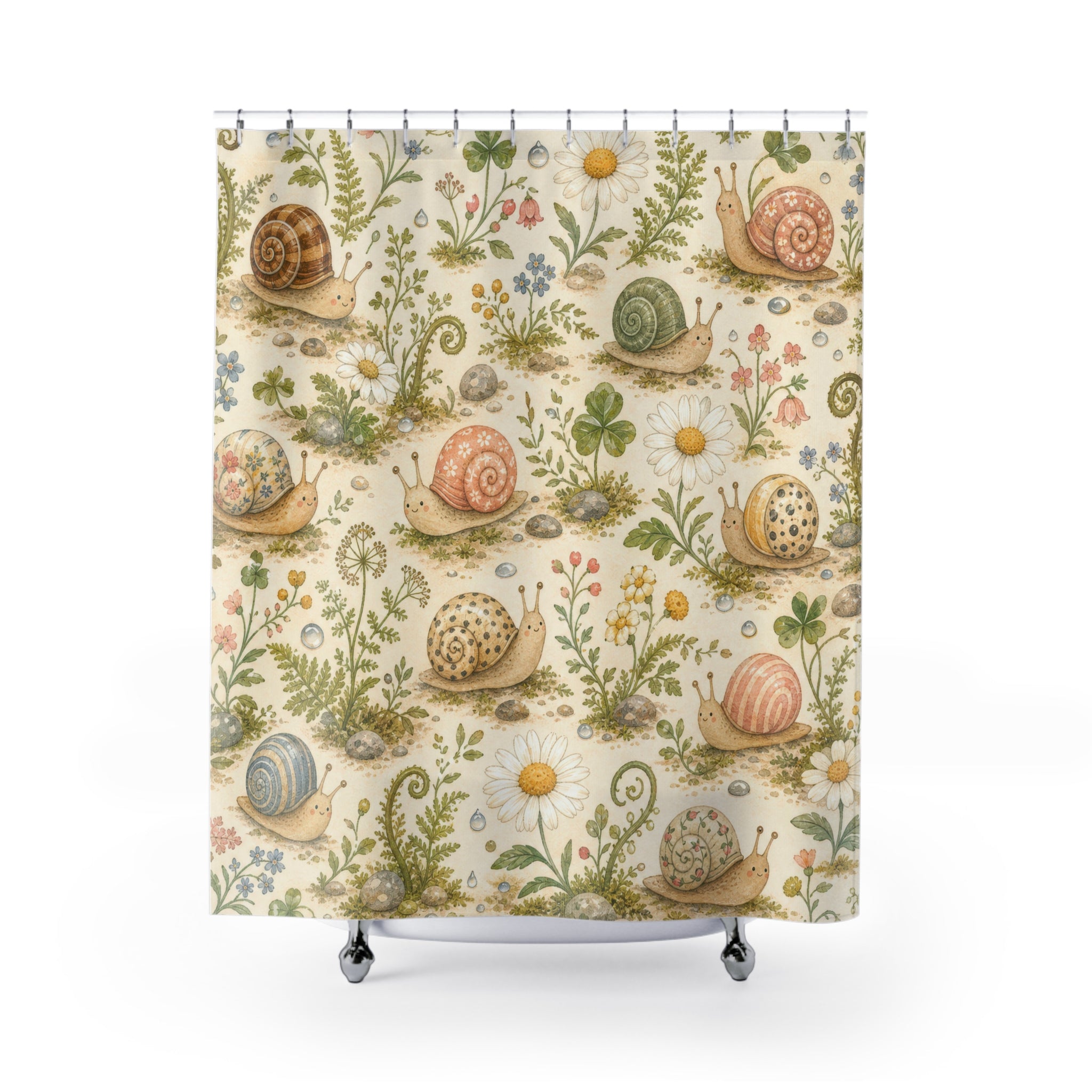 Snail Garden Cute Shower Curtain