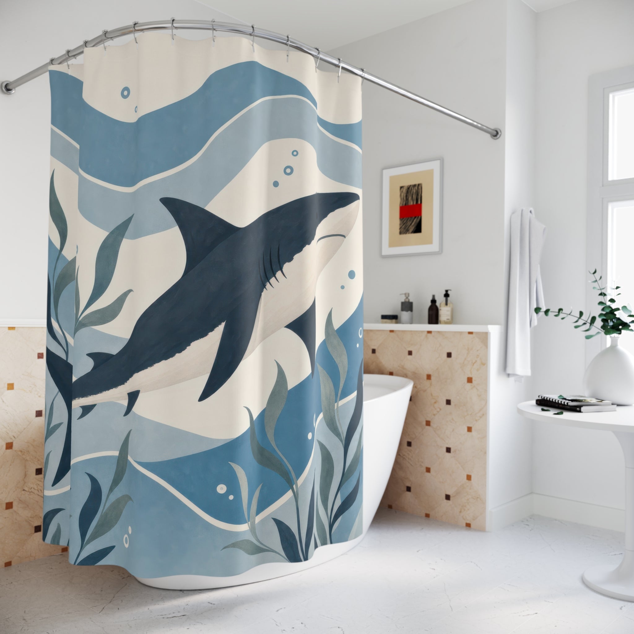 Ocean Shark Shower Curtain: Ocean Shower Curtain