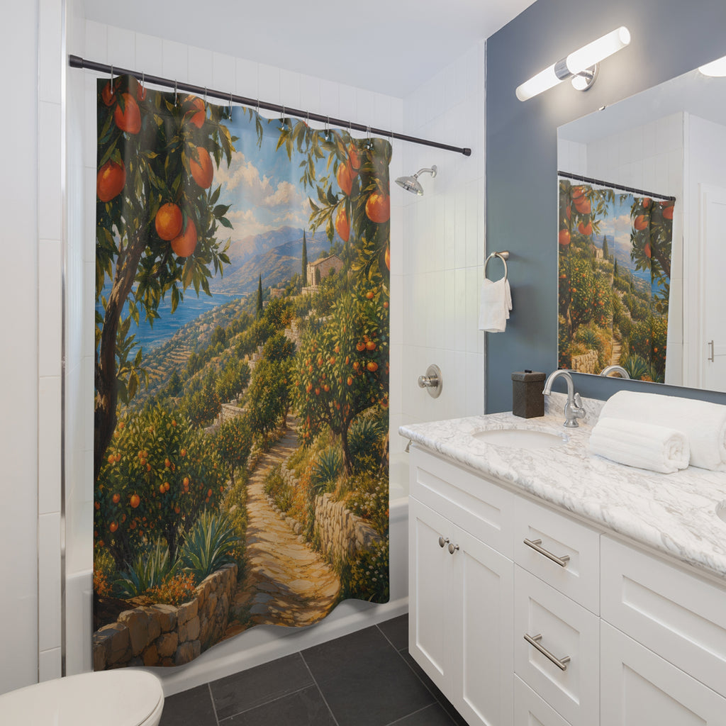 Mediterranean Orange Grove Shower Curtain