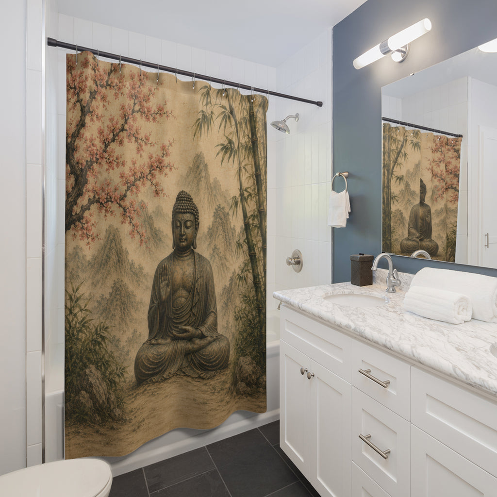 Buddha Shower Curtain: Zen Asian Wall