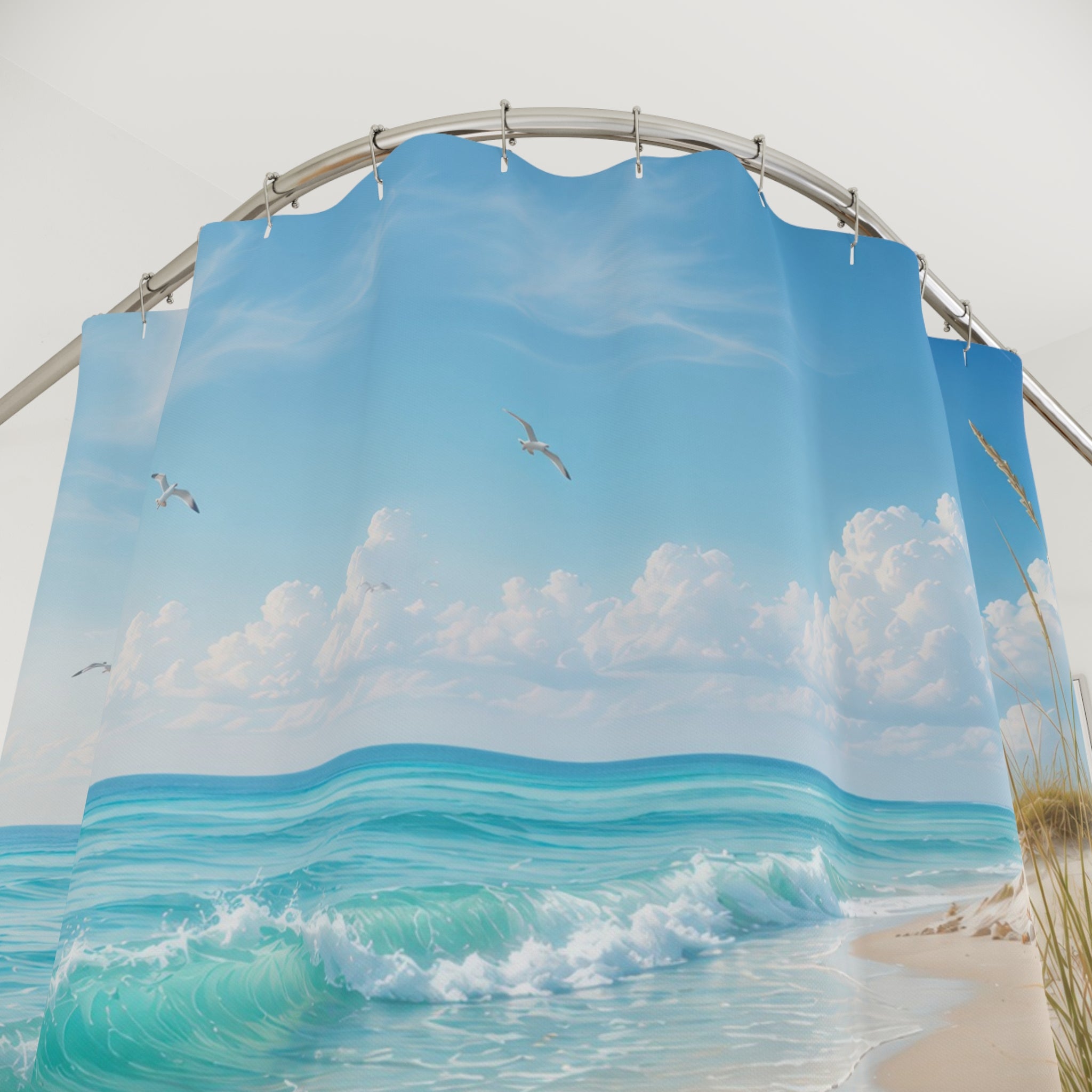 Aqua Ocean Beach Shower Curtain
