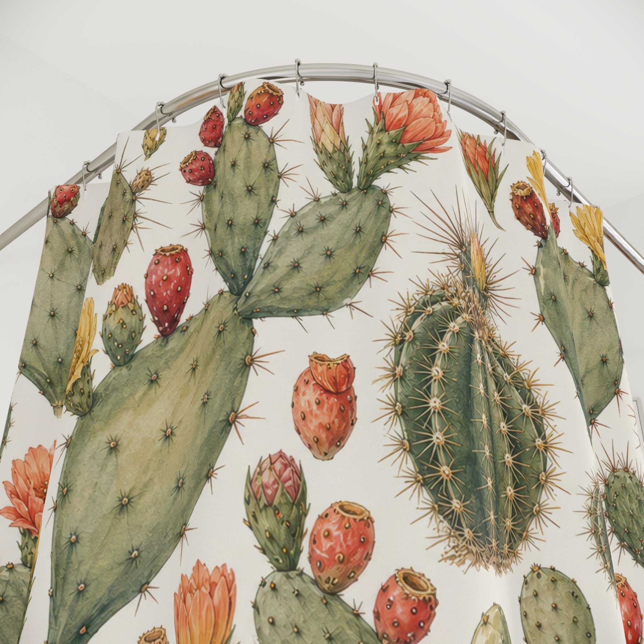 Flowering Prickly Pear Botanical Shower Curtain