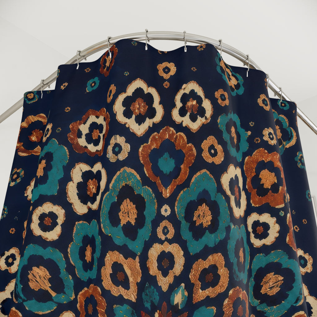 Midnight Leopard Rosette Medallion Shower Curtain