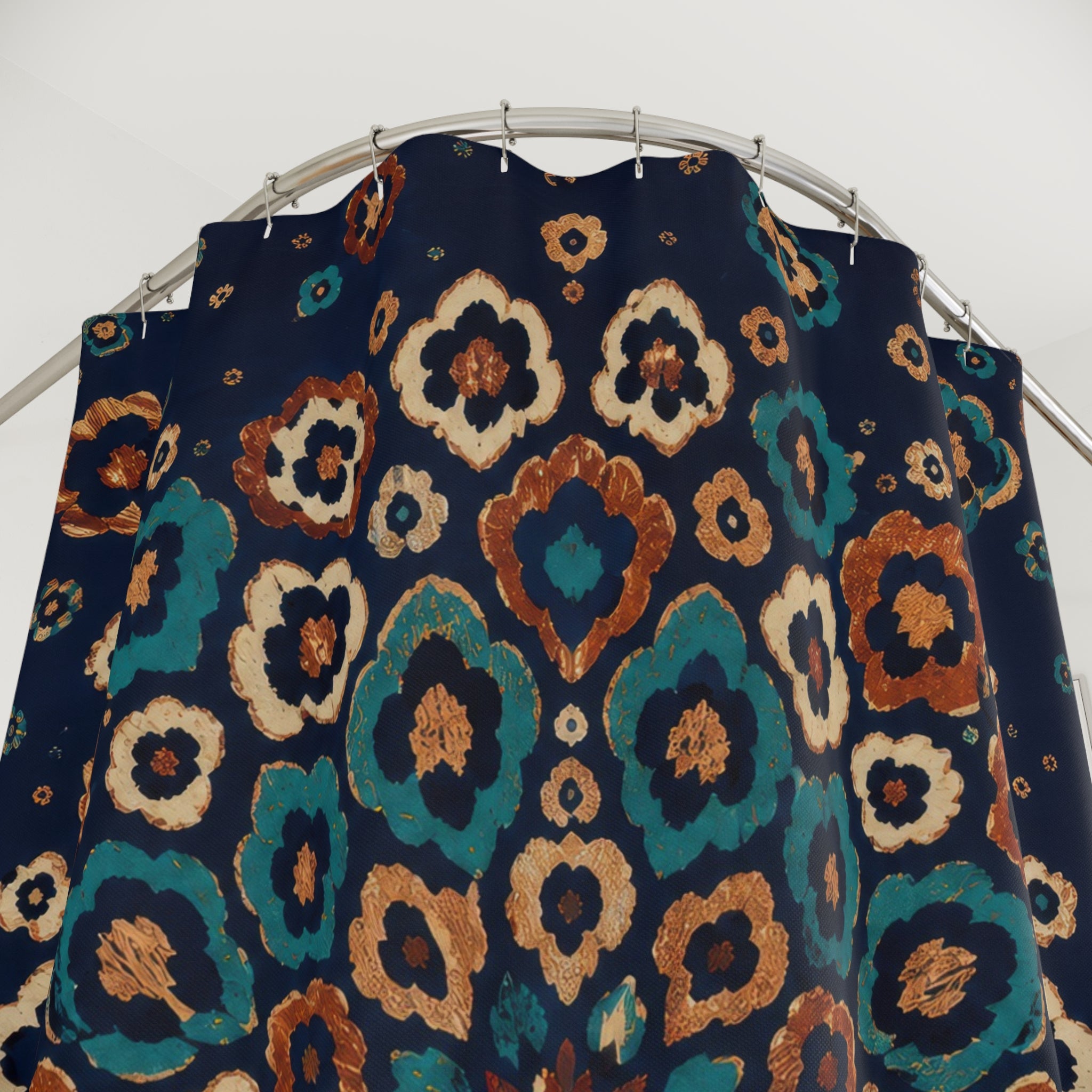 Midnight Leopard Rosette Medallion Shower Curtain
