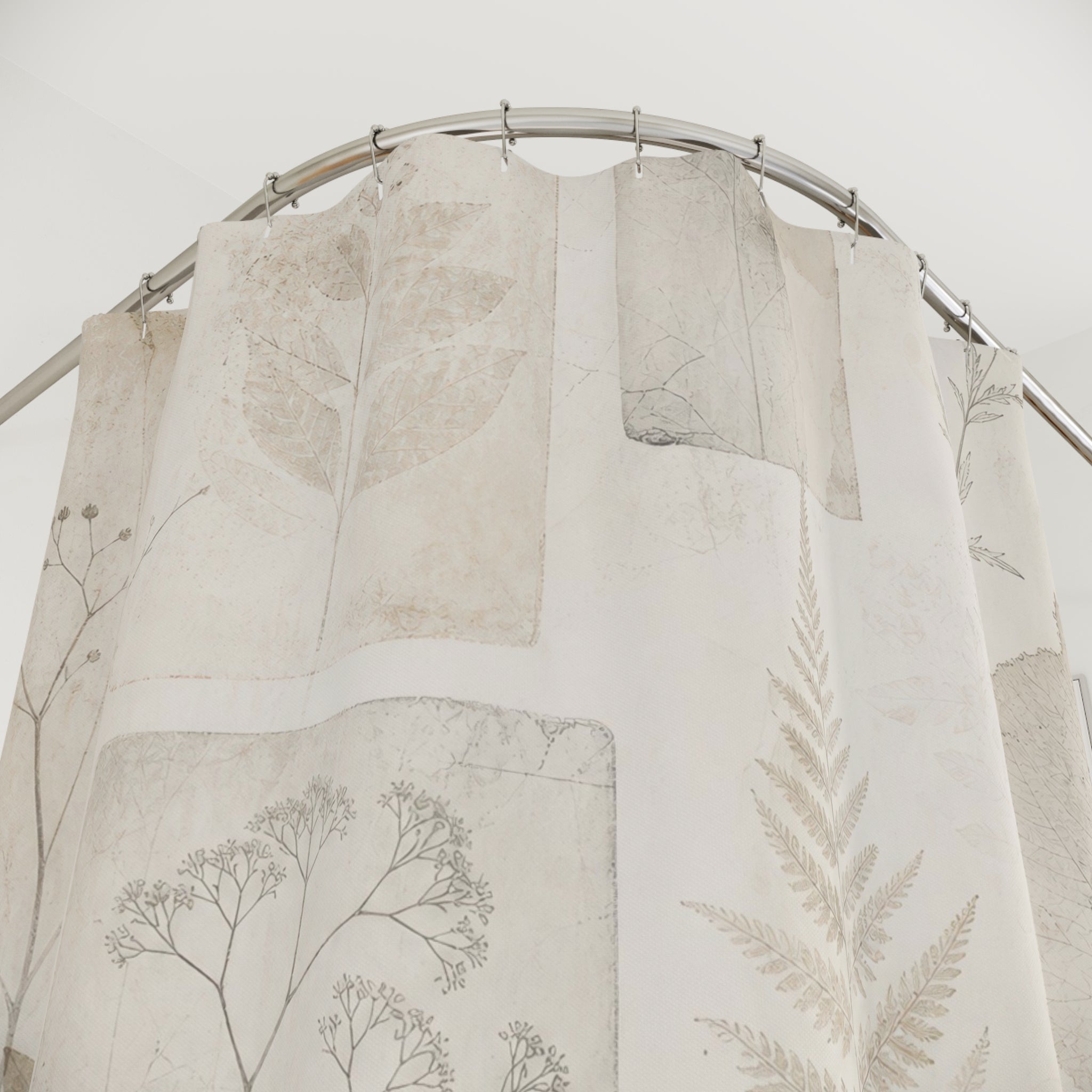 Pressed Flower Leaf Collage Shower Curtain